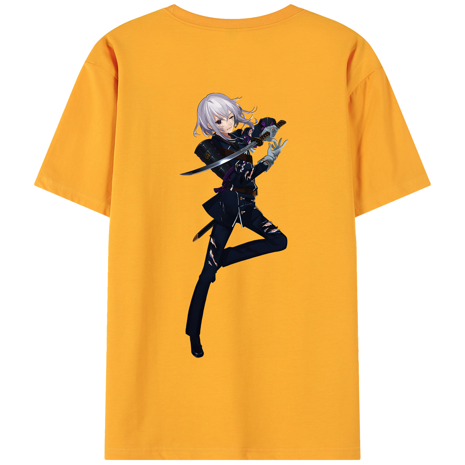 （画像用） 刀剣乱舞 Touken Ranbu 綿100％ メンズ半袖Tシャツ（バックプリント） 通気性