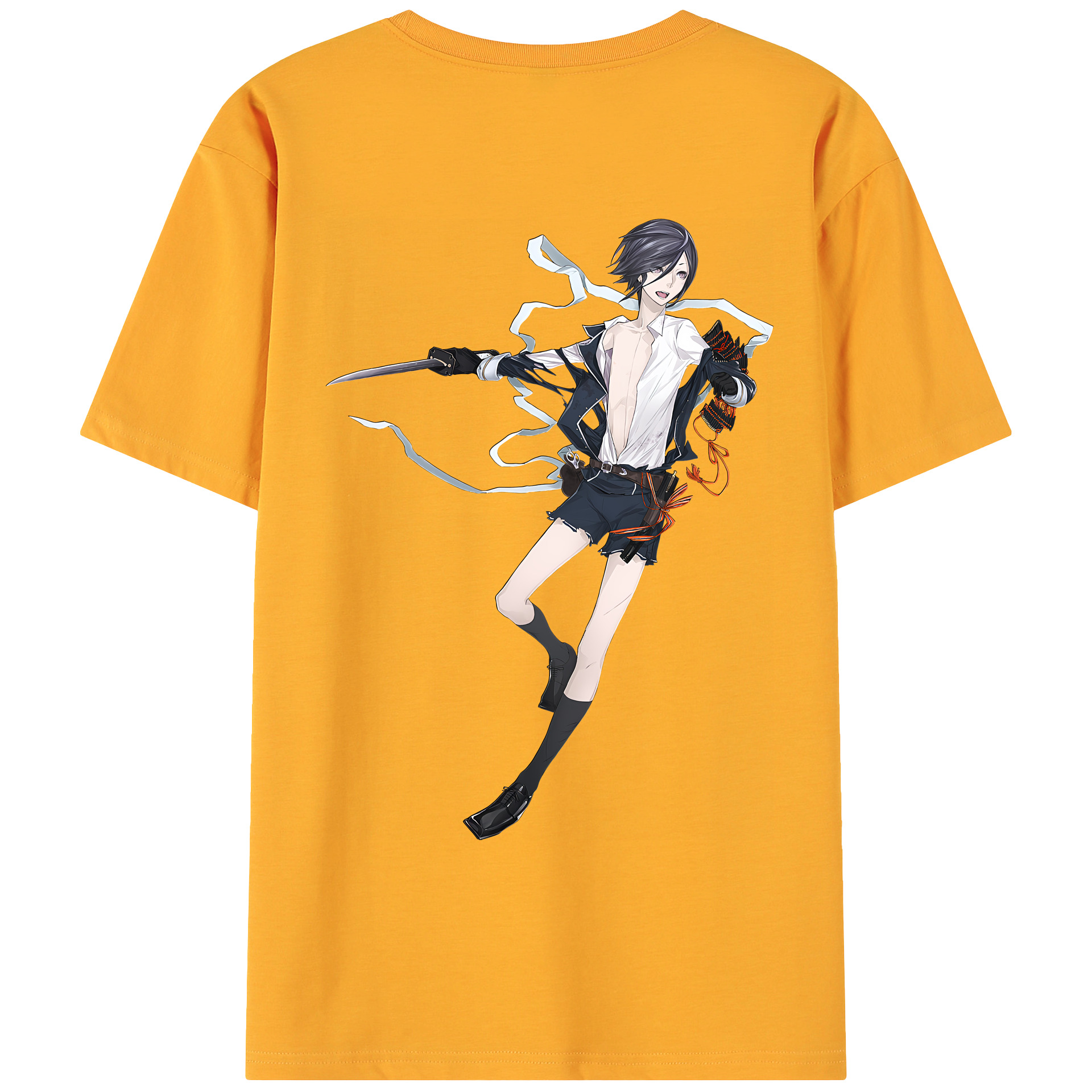 （画像用） 刀剣乱舞 Touken Ranbu 綿100％ メンズ半袖Tシャツ（バックプリント） 通気性
