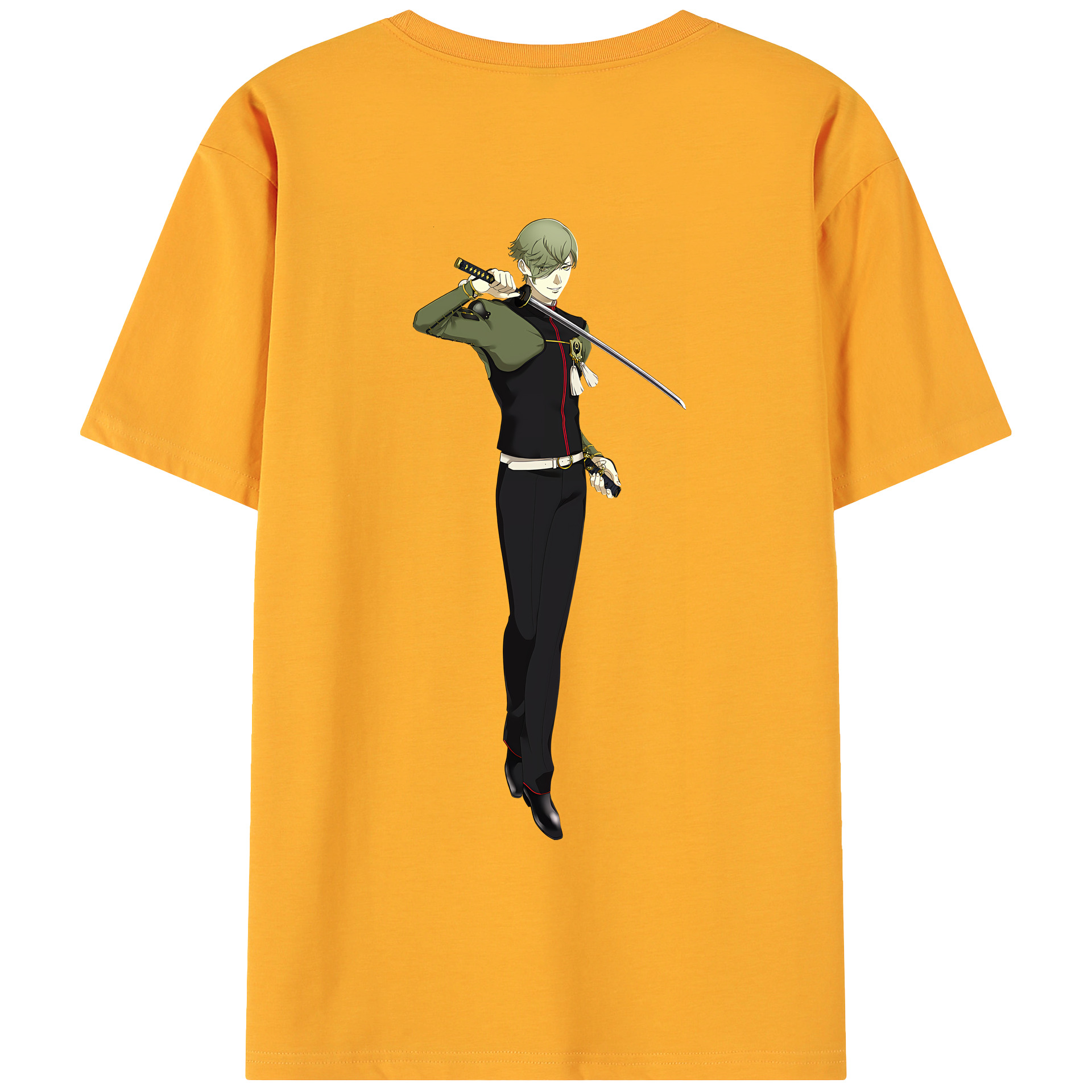 （画像用） 刀剣乱舞 Touken Ranbu 綿100％ メンズ半袖Tシャツ（バックプリント） 通気性