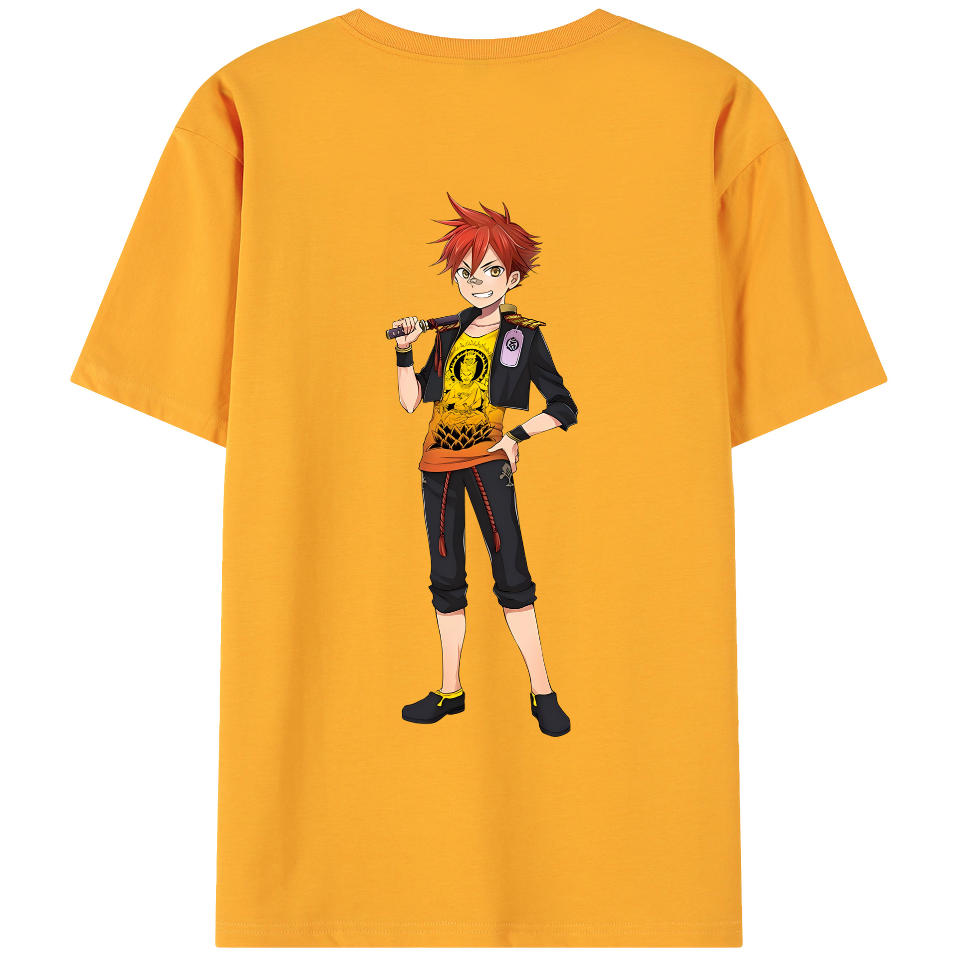 （画像用） 刀剣乱舞 Touken Ranbu 綿100％ メンズ半袖Tシャツ（バックプリント） 通気性