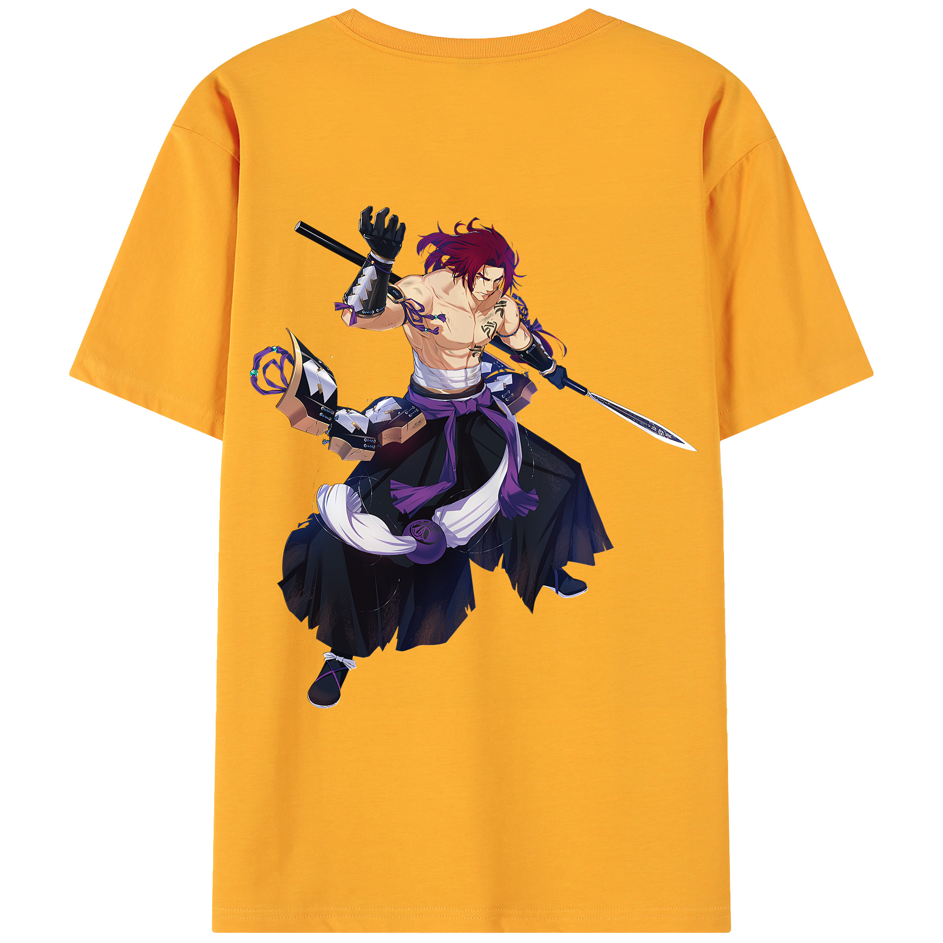 （画像用） 刀剣乱舞 Touken Ranbu 綿100％ メンズ半袖Tシャツ（バックプリント） 通気性