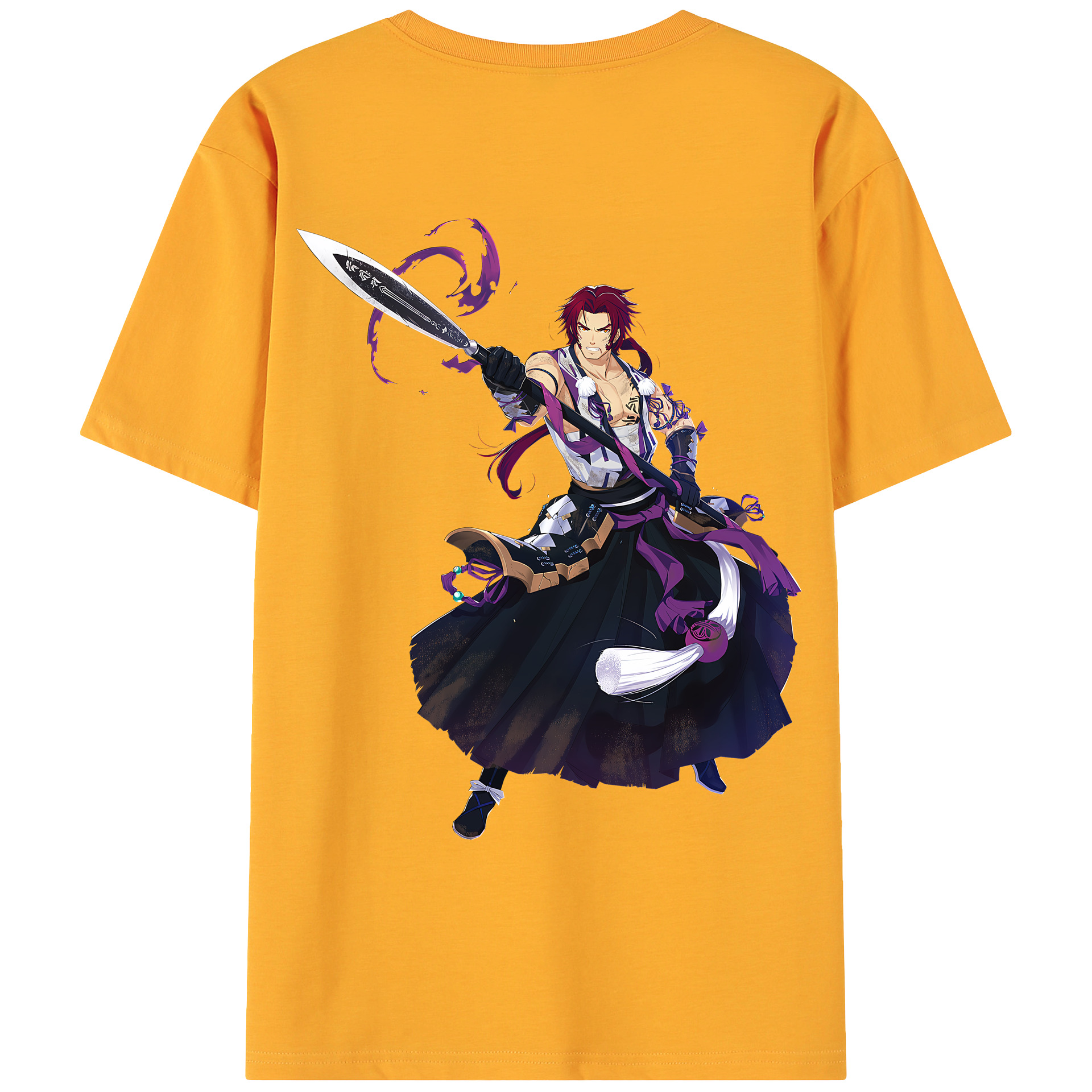 （画像用） 刀剣乱舞 Touken Ranbu 綿100％ メンズ半袖Tシャツ（バックプリント） 通気性