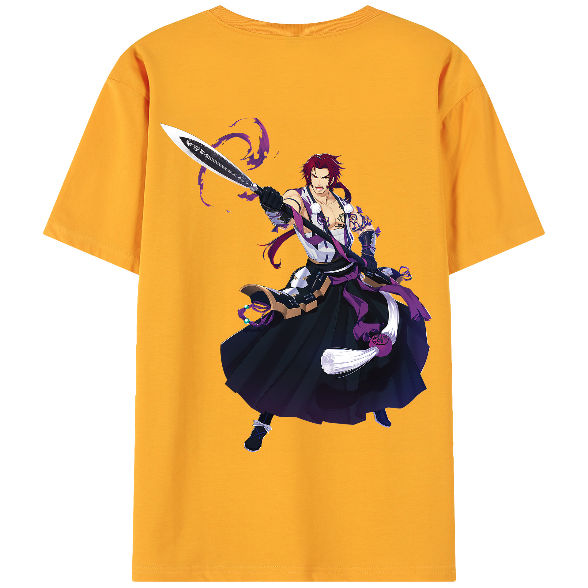 （画像用） 刀剣乱舞 Touken Ranbu 綿100％ メンズ半袖Tシャツ（バックプリント） 通気性