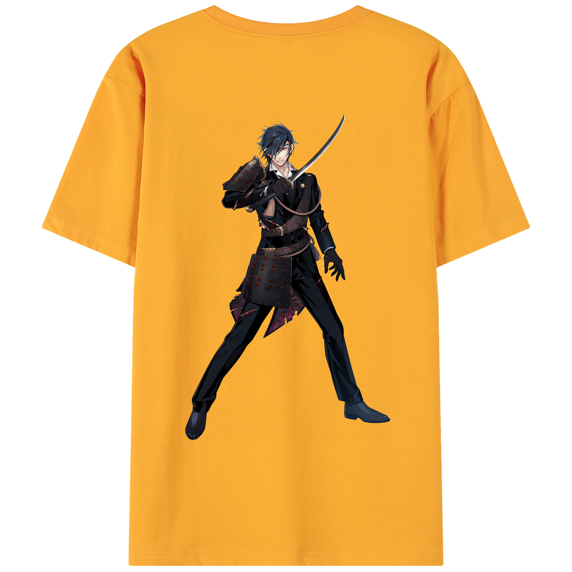（画像用） 刀剣乱舞 Touken Ranbu 綿100％ メンズ半袖Tシャツ（バックプリント） 通気性