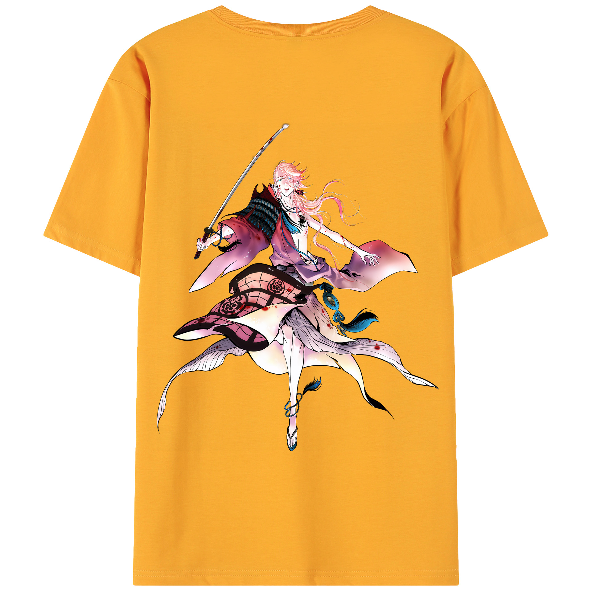 （画像用） 刀剣乱舞 Touken Ranbu 綿100％ メンズ半袖Tシャツ（バックプリント） 通気性
