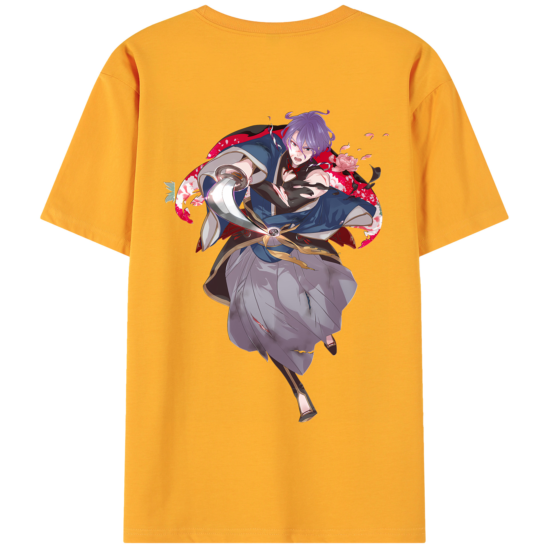 （画像用） 刀剣乱舞 Touken Ranbu 綿100％ メンズ半袖Tシャツ（バックプリント） 通気性