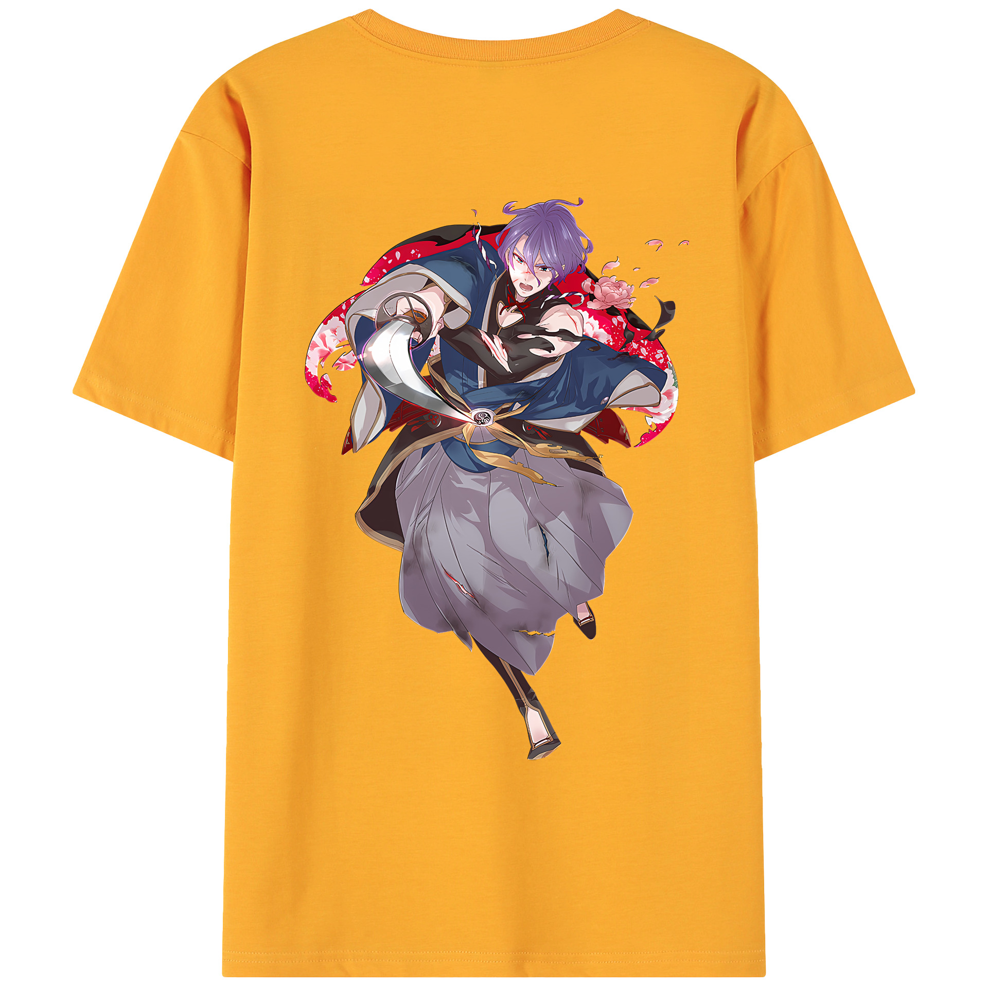 （画像用） 刀剣乱舞 Touken Ranbu 綿100％ メンズ半袖Tシャツ（バックプリント） 通気性