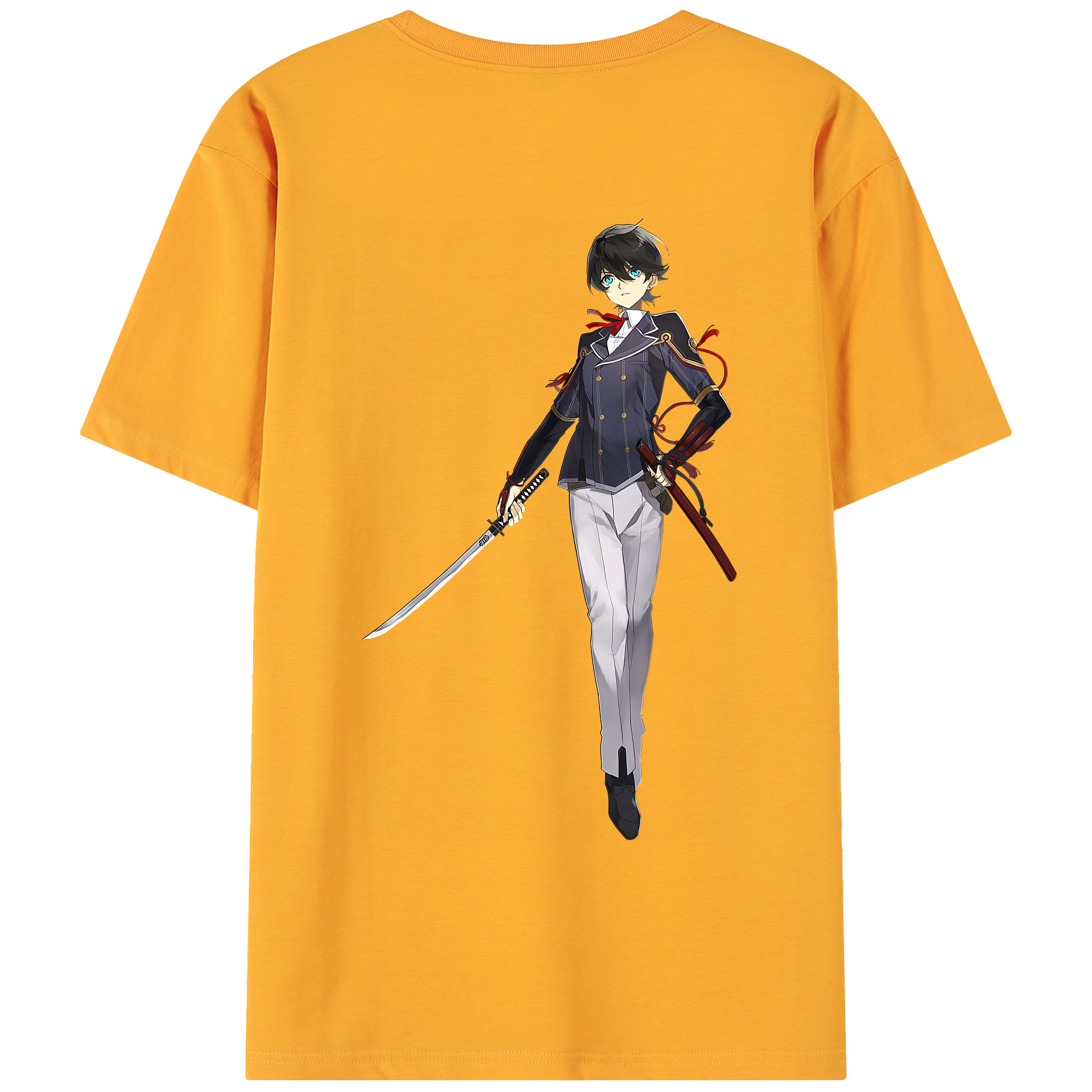 （画像用） 刀剣乱舞 Touken Ranbu 綿100％ メンズ半袖Tシャツ（バックプリント） 通気性