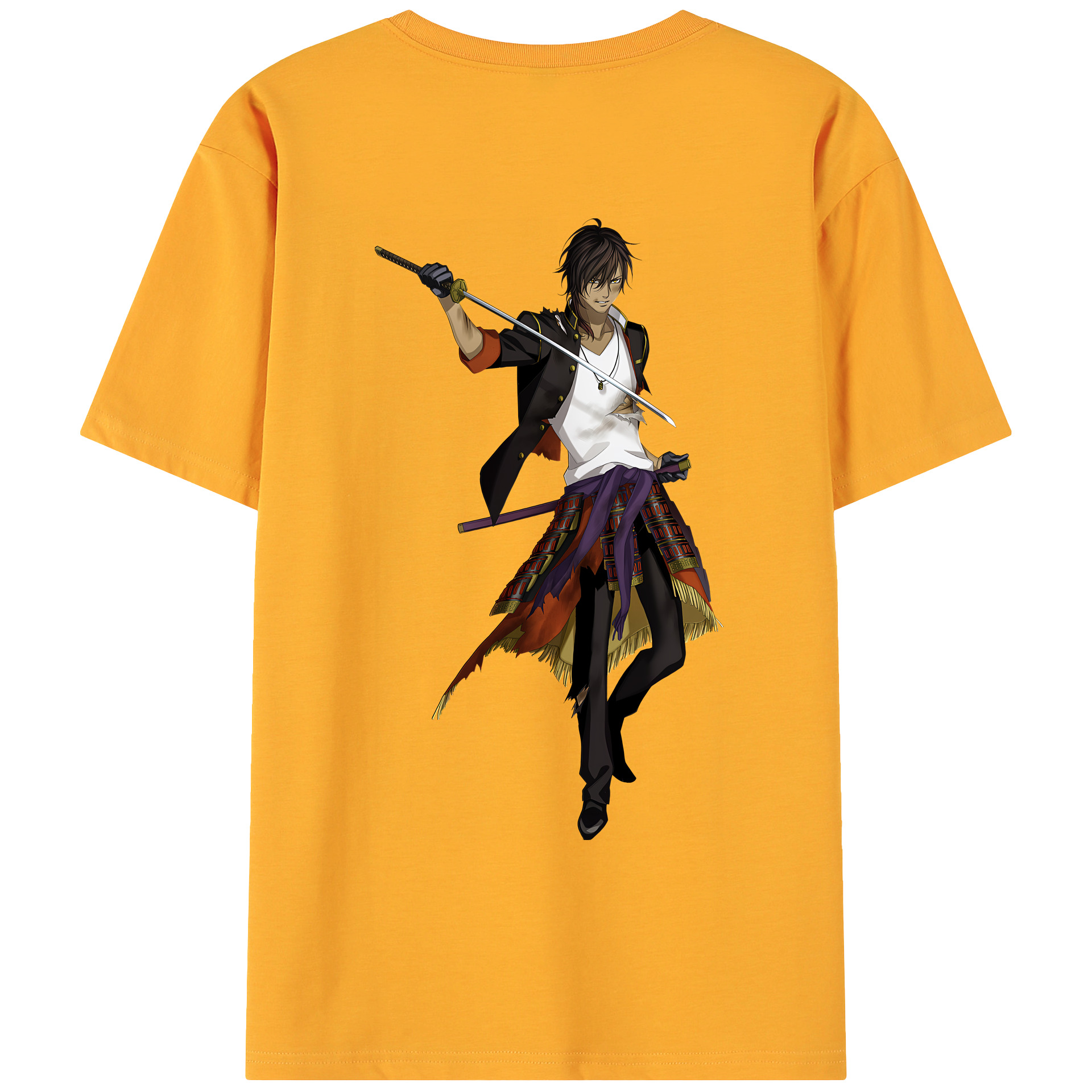 （画像用） 刀剣乱舞 Touken Ranbu 綿100％ メンズ半袖Tシャツ（バックプリント） 通気性