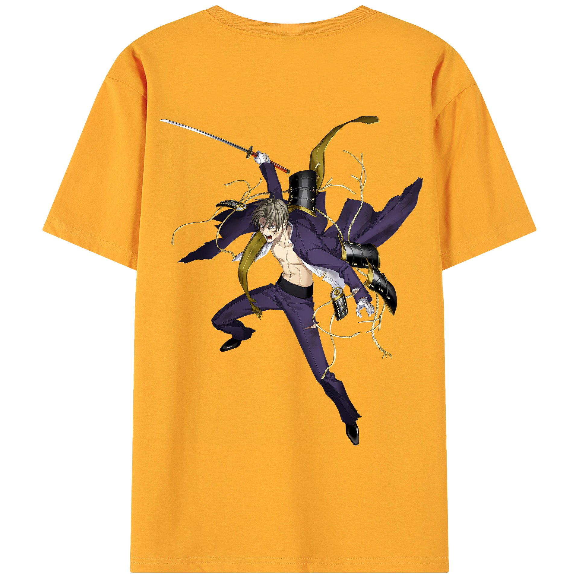 （画像用） 刀剣乱舞 Touken Ranbu 綿100％ メンズ半袖Tシャツ（バックプリント） 通気性
