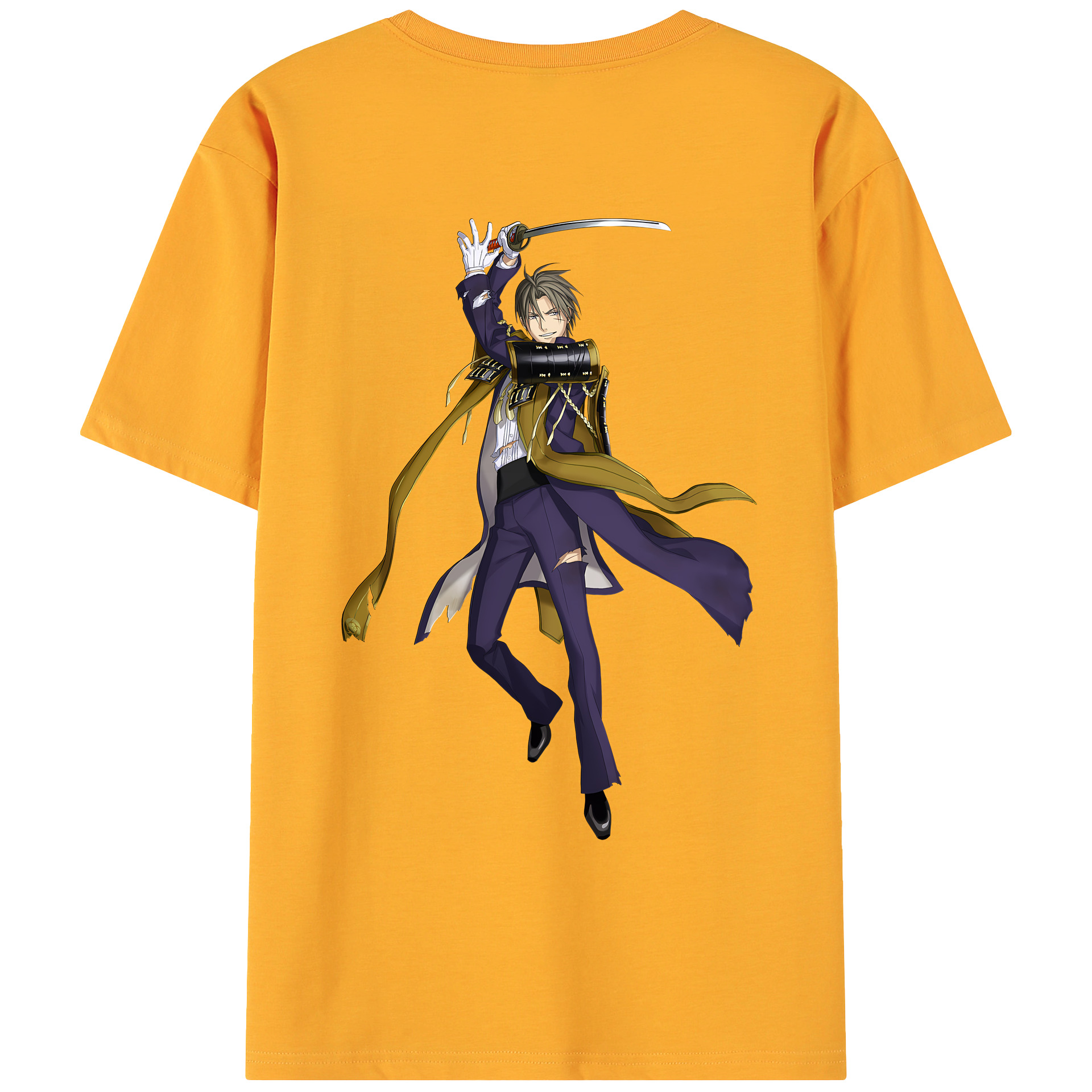 （画像用） 刀剣乱舞 Touken Ranbu 綿100％ メンズ半袖Tシャツ（バックプリント） 通気性