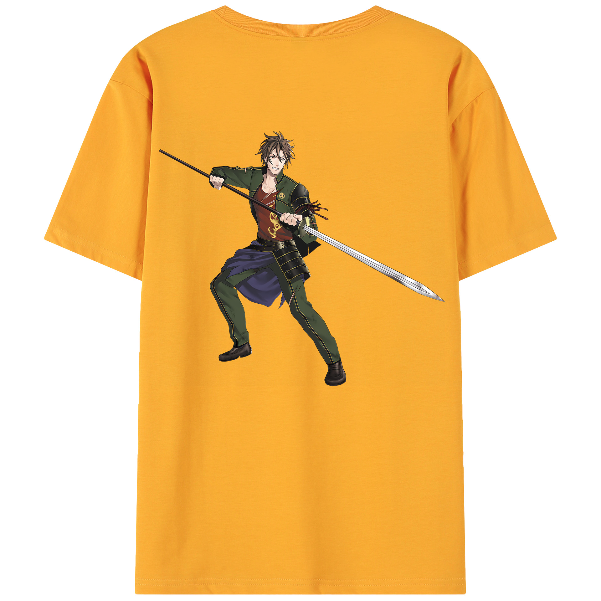 （画像用） 刀剣乱舞 Touken Ranbu 綿100％ メンズ半袖Tシャツ（バックプリント） 通気性