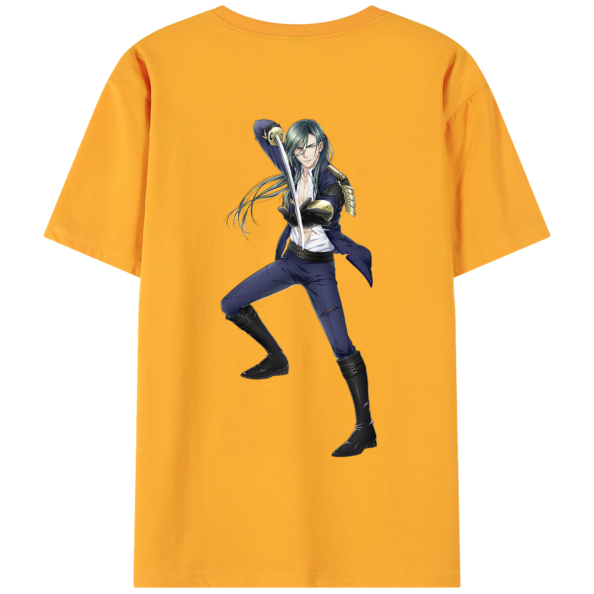 （画像用） 刀剣乱舞 Touken Ranbu 綿100％ メンズ半袖Tシャツ（バックプリント） 通気性