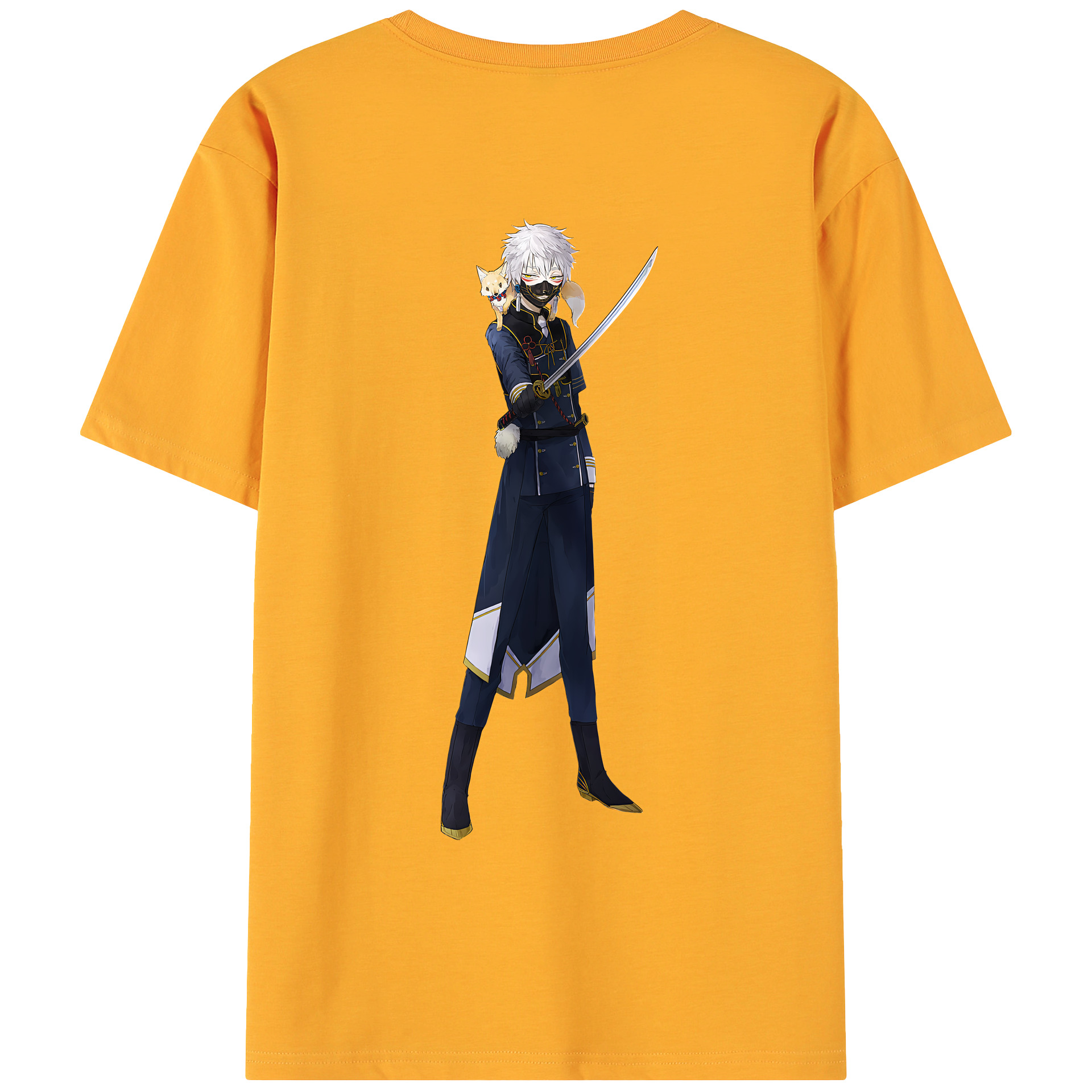 （画像用） 刀剣乱舞 Touken Ranbu 綿100％ メンズ半袖Tシャツ（バックプリント） 通気性