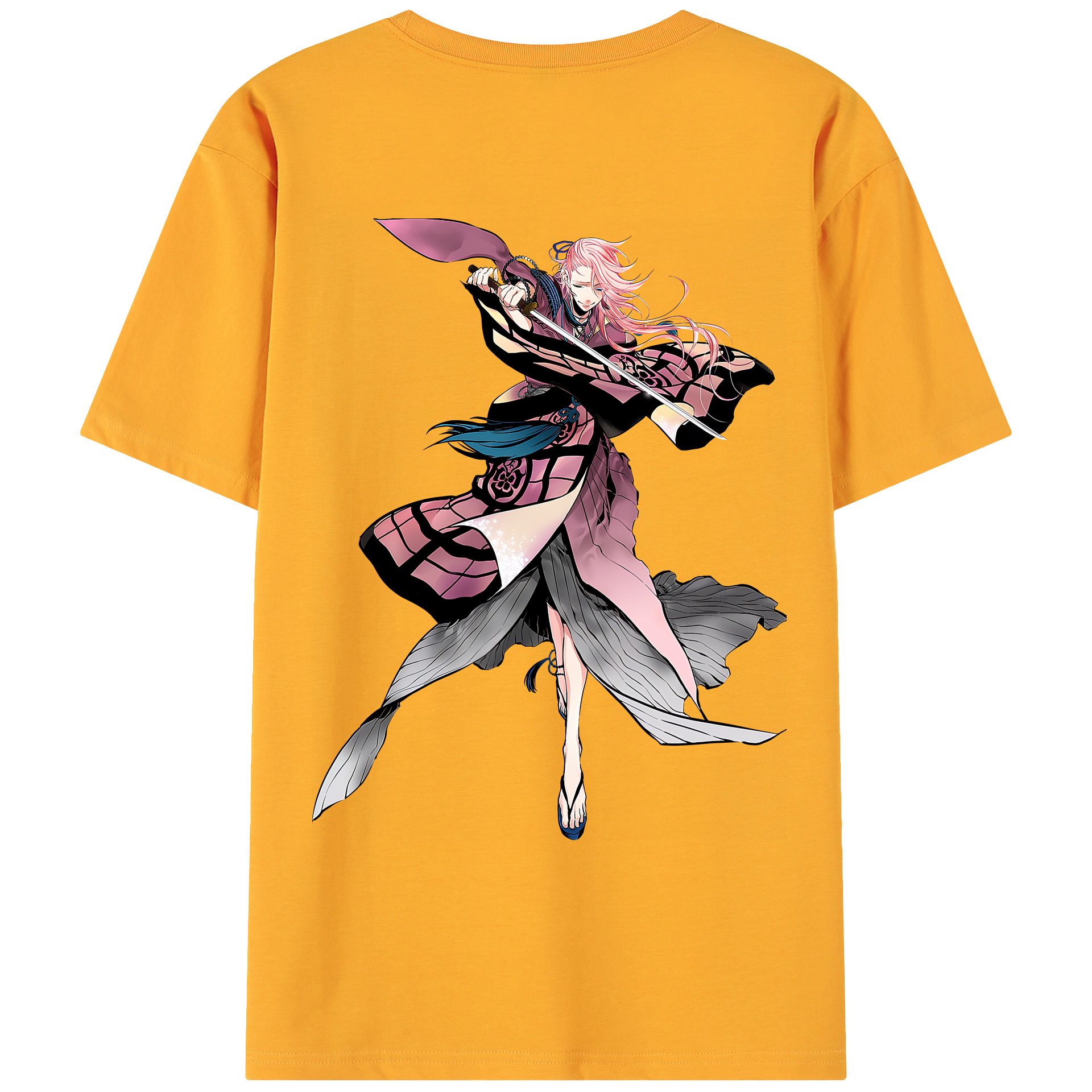 （画像用） 刀剣乱舞 Touken Ranbu 綿100％ メンズ半袖Tシャツ（バックプリント） 通気性