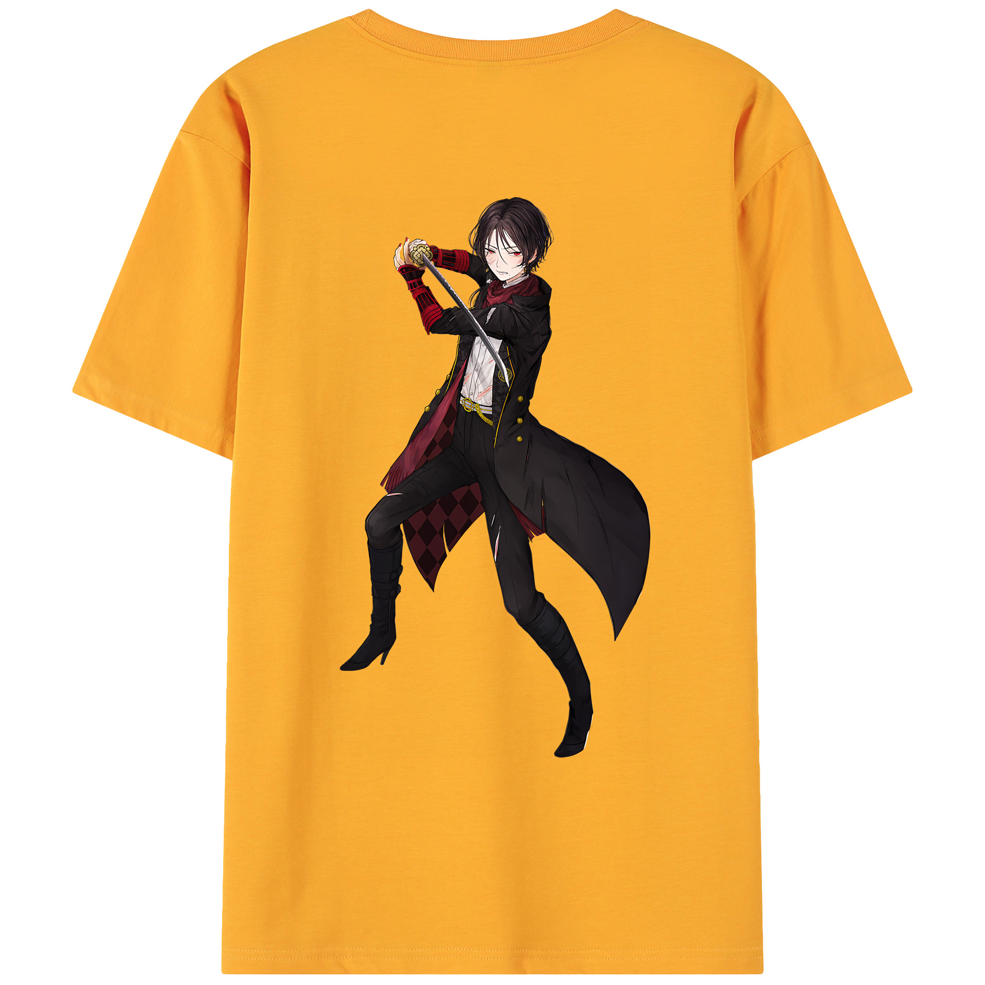 （画像用） 刀剣乱舞 Touken Ranbu 綿100％ メンズ半袖Tシャツ（バックプリント） 通気性