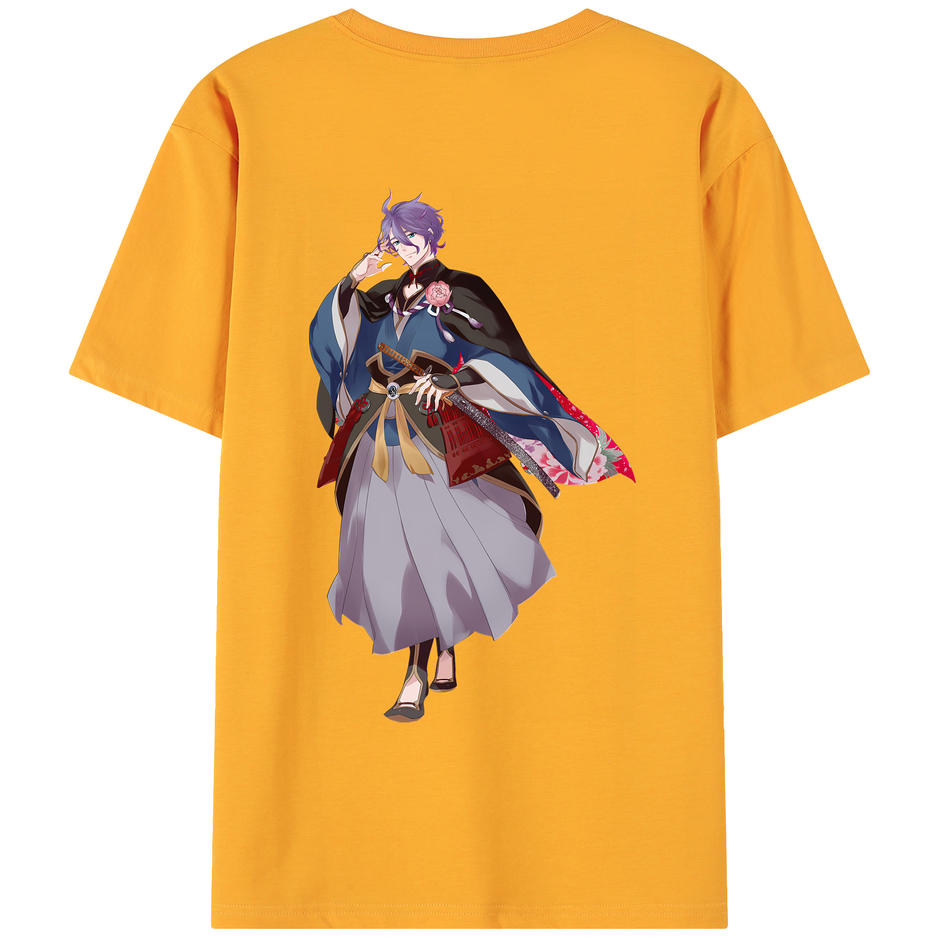 （画像用） 刀剣乱舞 Touken Ranbu 綿100％ メンズ半袖Tシャツ（バックプリント） 通気性