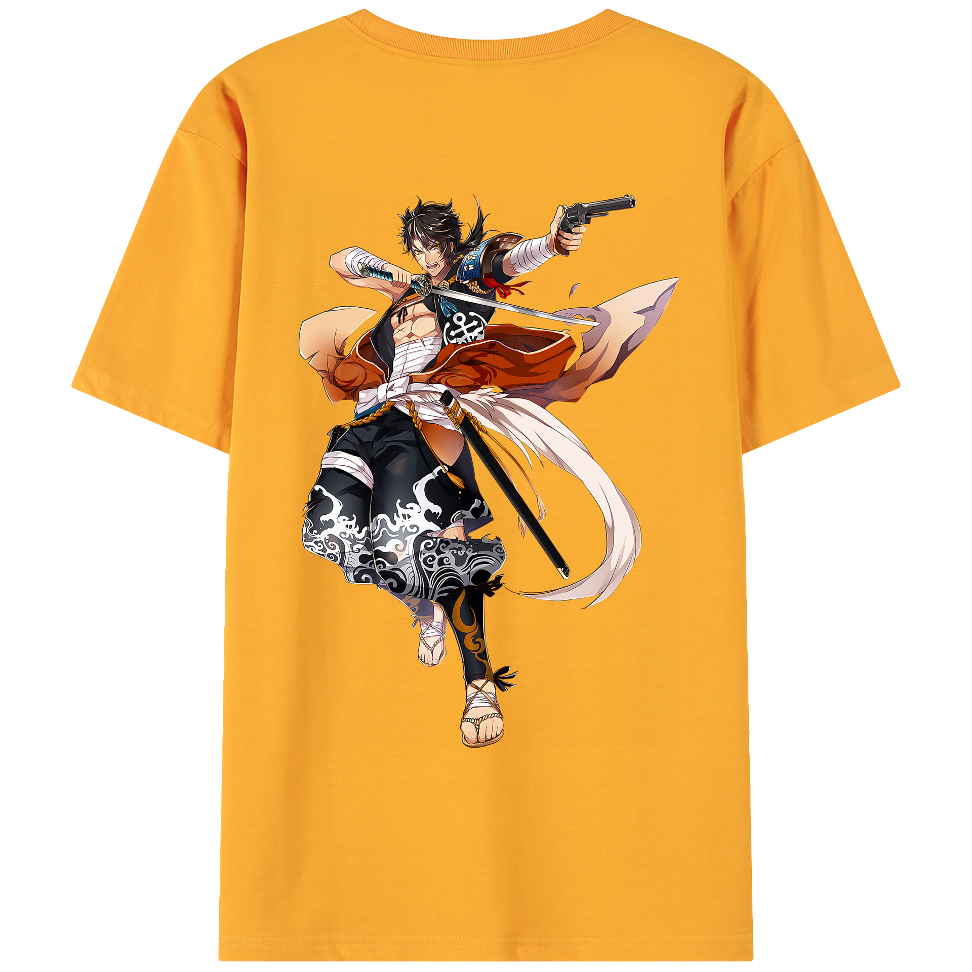 刀剣乱舞 Touken Ranbu 綿100％ メンズ半袖Tシャツ（バックプリント） 通気性