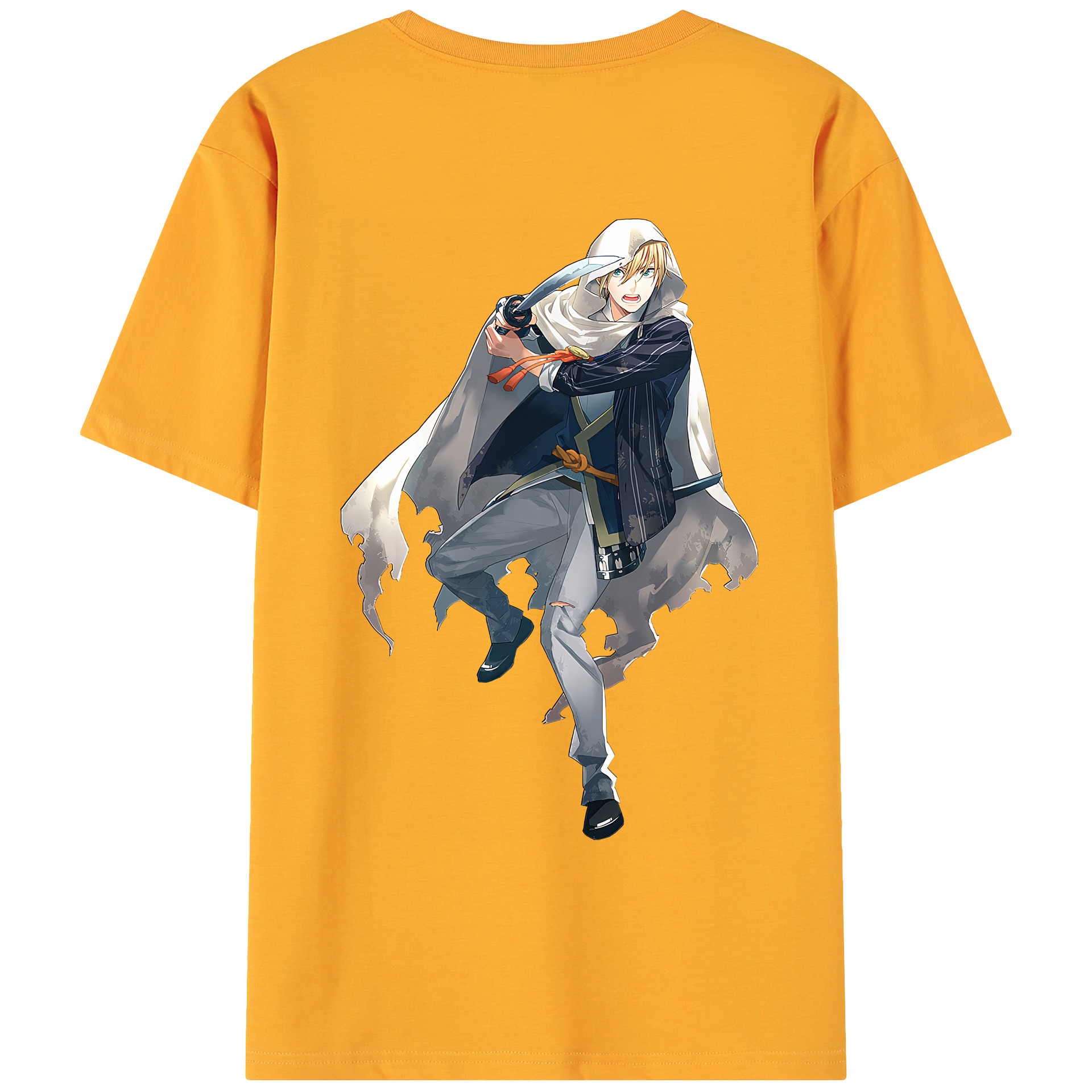（画像用） 刀剣乱舞 Touken Ranbu 綿100％ メンズ半袖Tシャツ（バックプリント） 通気性