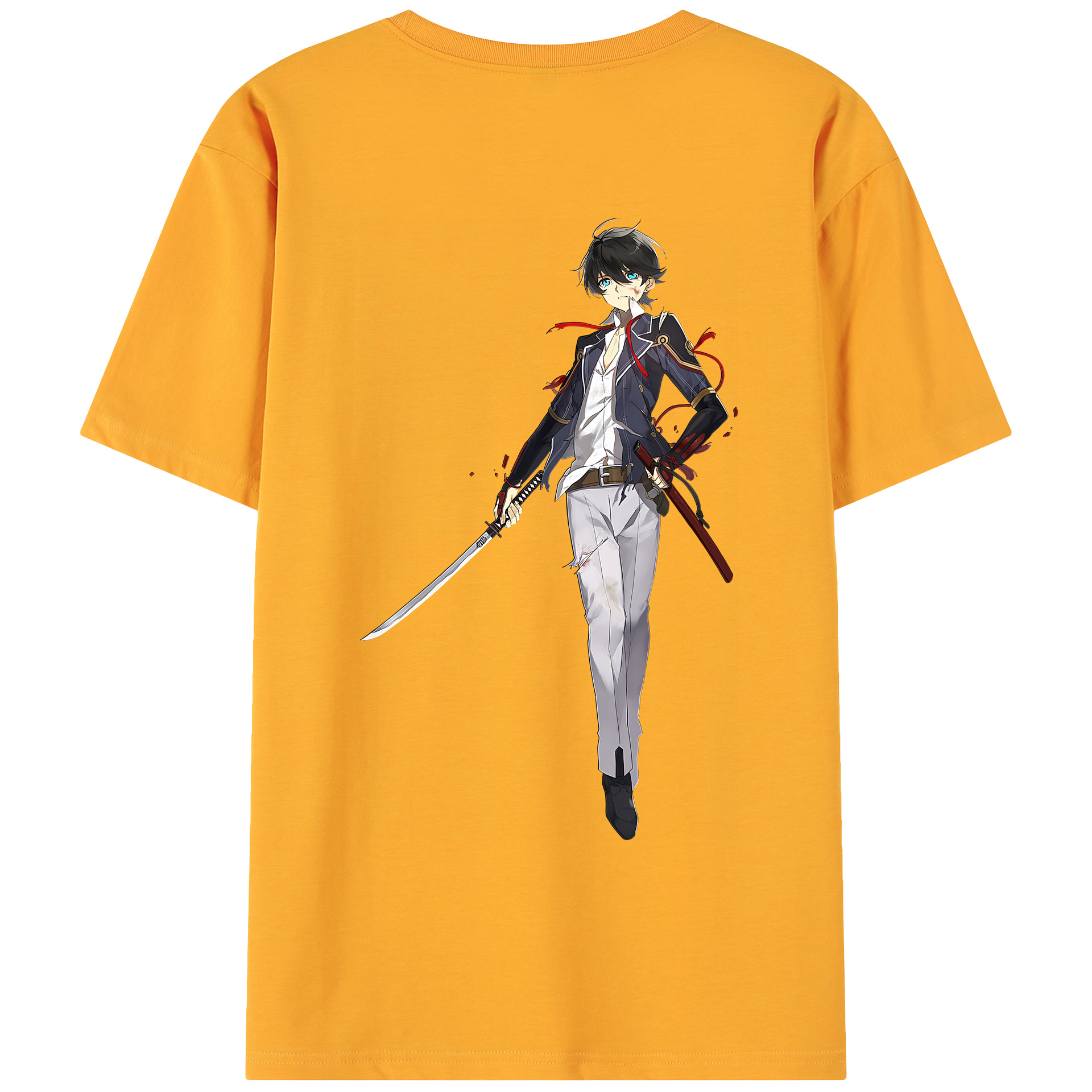 （画像用） 刀剣乱舞 Touken Ranbu 綿100％ メンズ半袖Tシャツ（バックプリント） 通気性