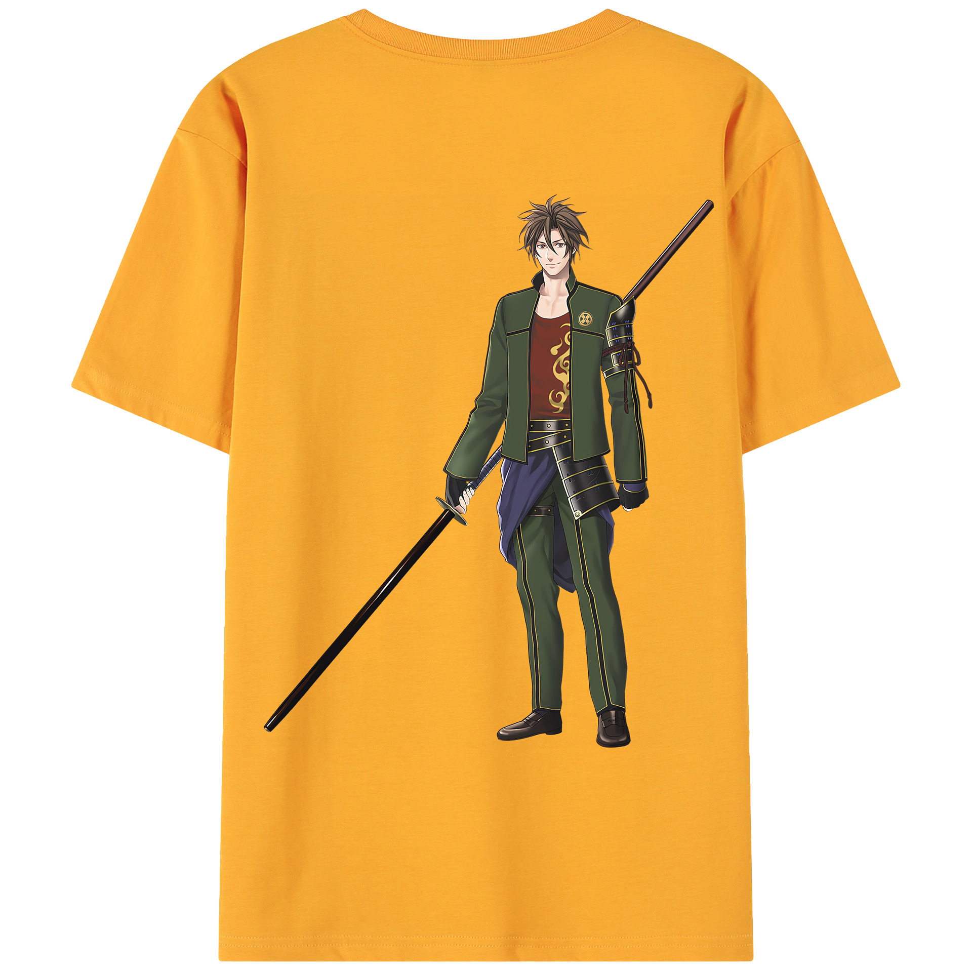 （画像用） 刀剣乱舞 Touken Ranbu 綿100％ メンズ半袖Tシャツ（バックプリント） 通気性