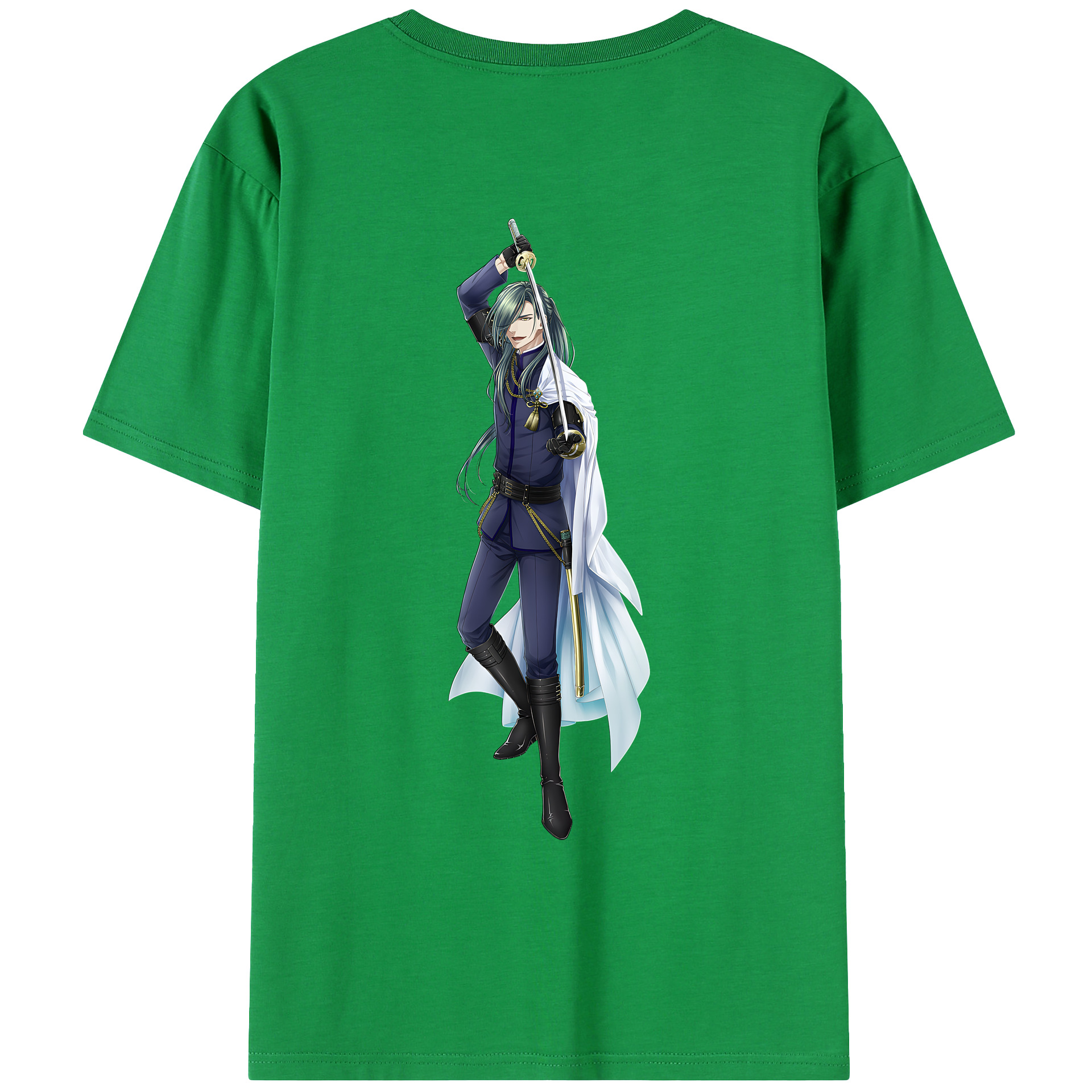 （画像用） 刀剣乱舞 Touken Ranbu 綿100％ メンズ半袖Tシャツ（バックプリント） 通気性