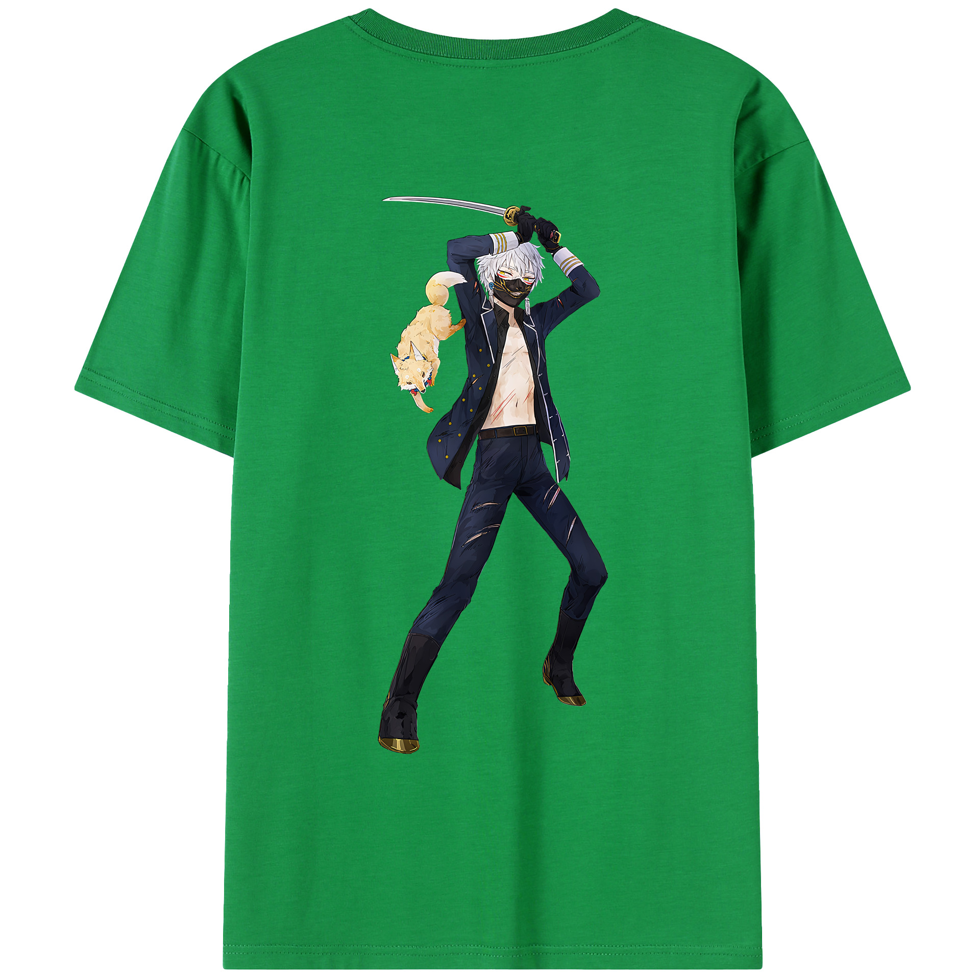 （画像用） 刀剣乱舞 Touken Ranbu 綿100％ メンズ半袖Tシャツ（バックプリント） 通気性