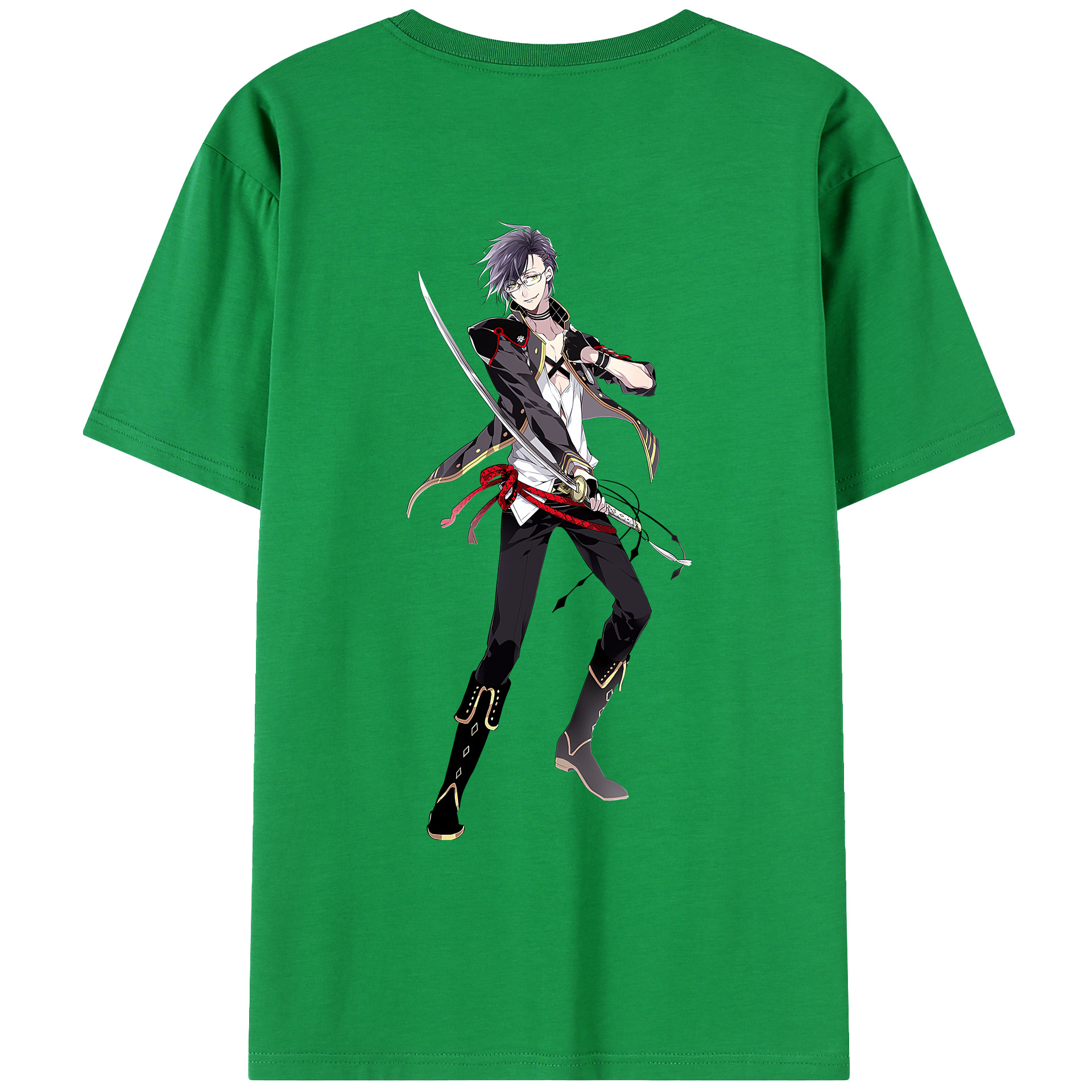 （画像用） 刀剣乱舞 Touken Ranbu 綿100％ メンズ半袖Tシャツ（バックプリント） 通気性