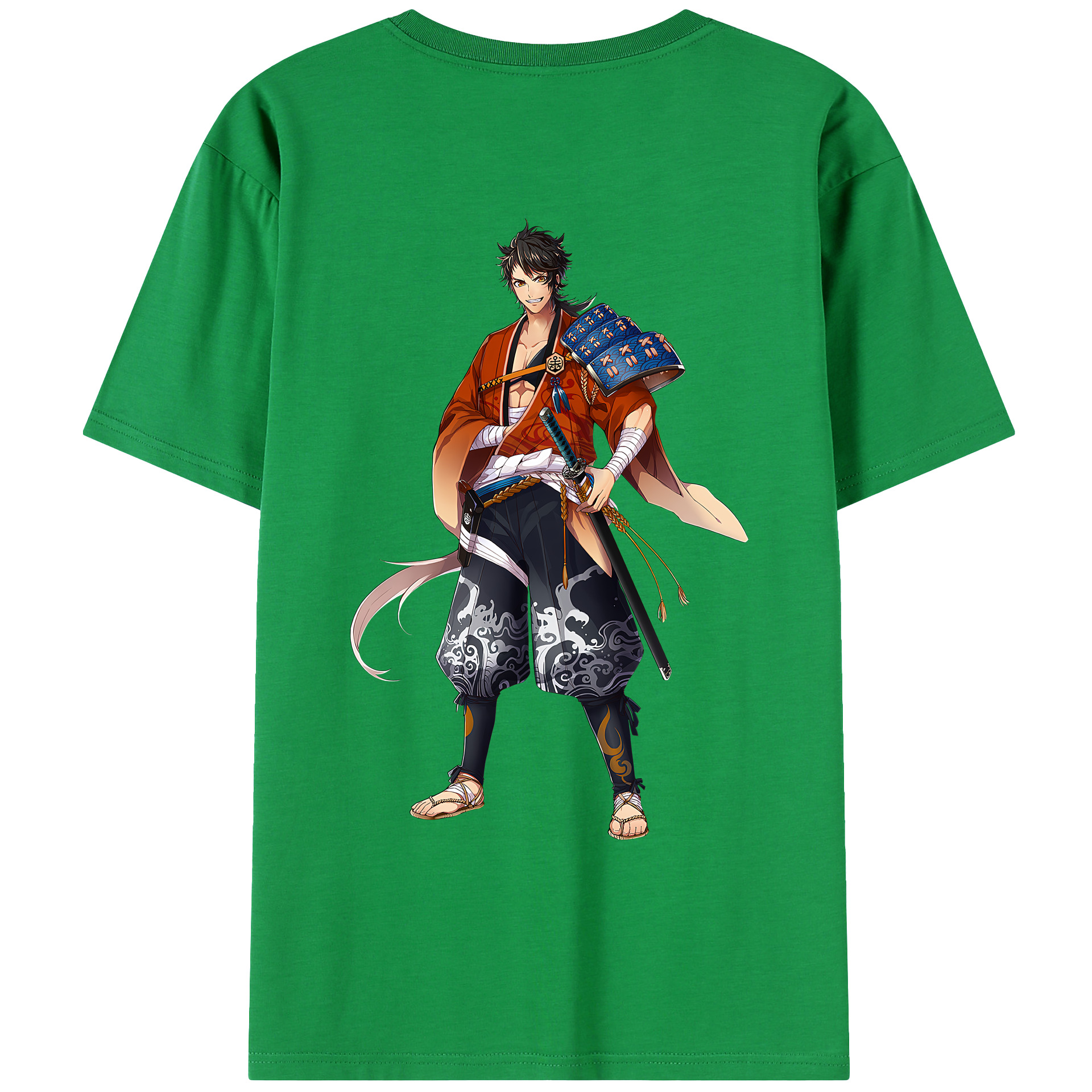 （画像用） 刀剣乱舞 Touken Ranbu 綿100％ メンズ半袖Tシャツ（バックプリント） 通気性