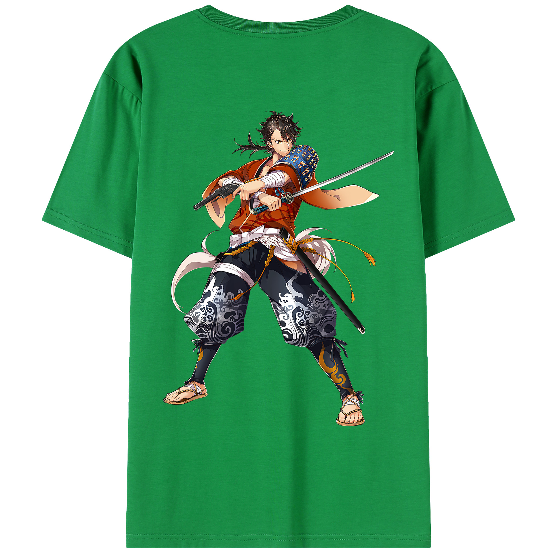（画像用） 刀剣乱舞 Touken Ranbu 綿100％ メンズ半袖Tシャツ（バックプリント） 通気性