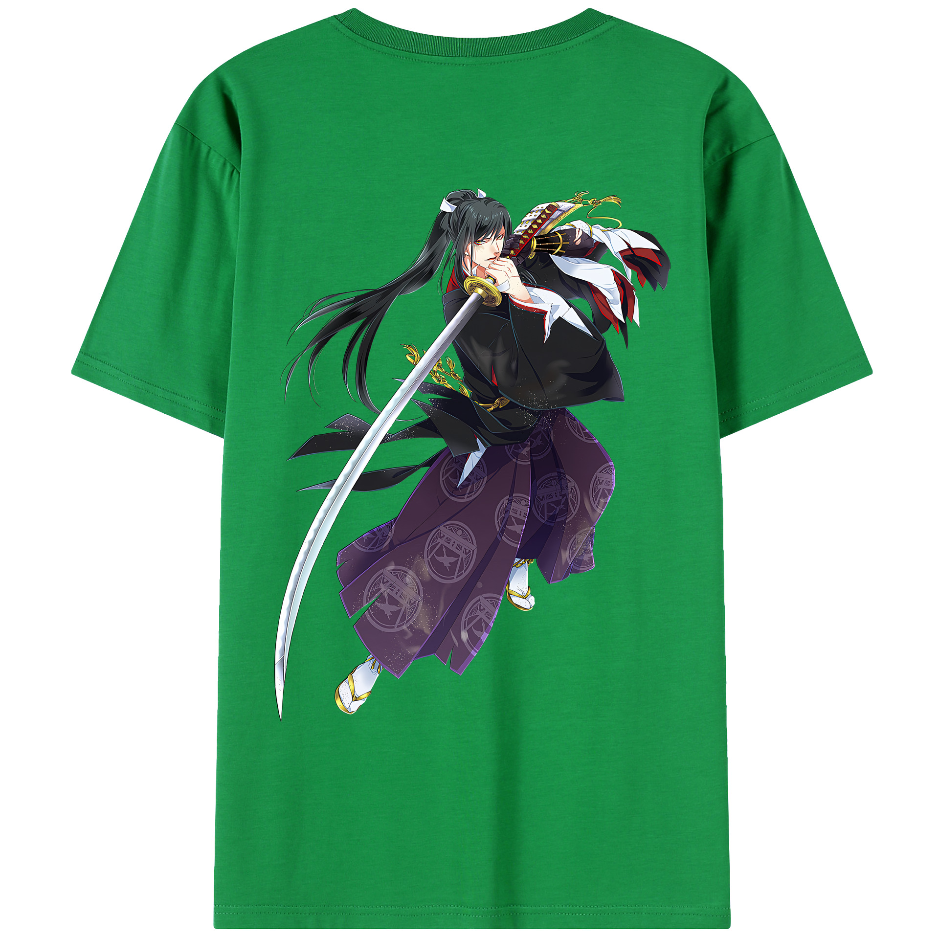 （画像用） 刀剣乱舞 Touken Ranbu 綿100％ メンズ半袖Tシャツ（バックプリント） 通気性