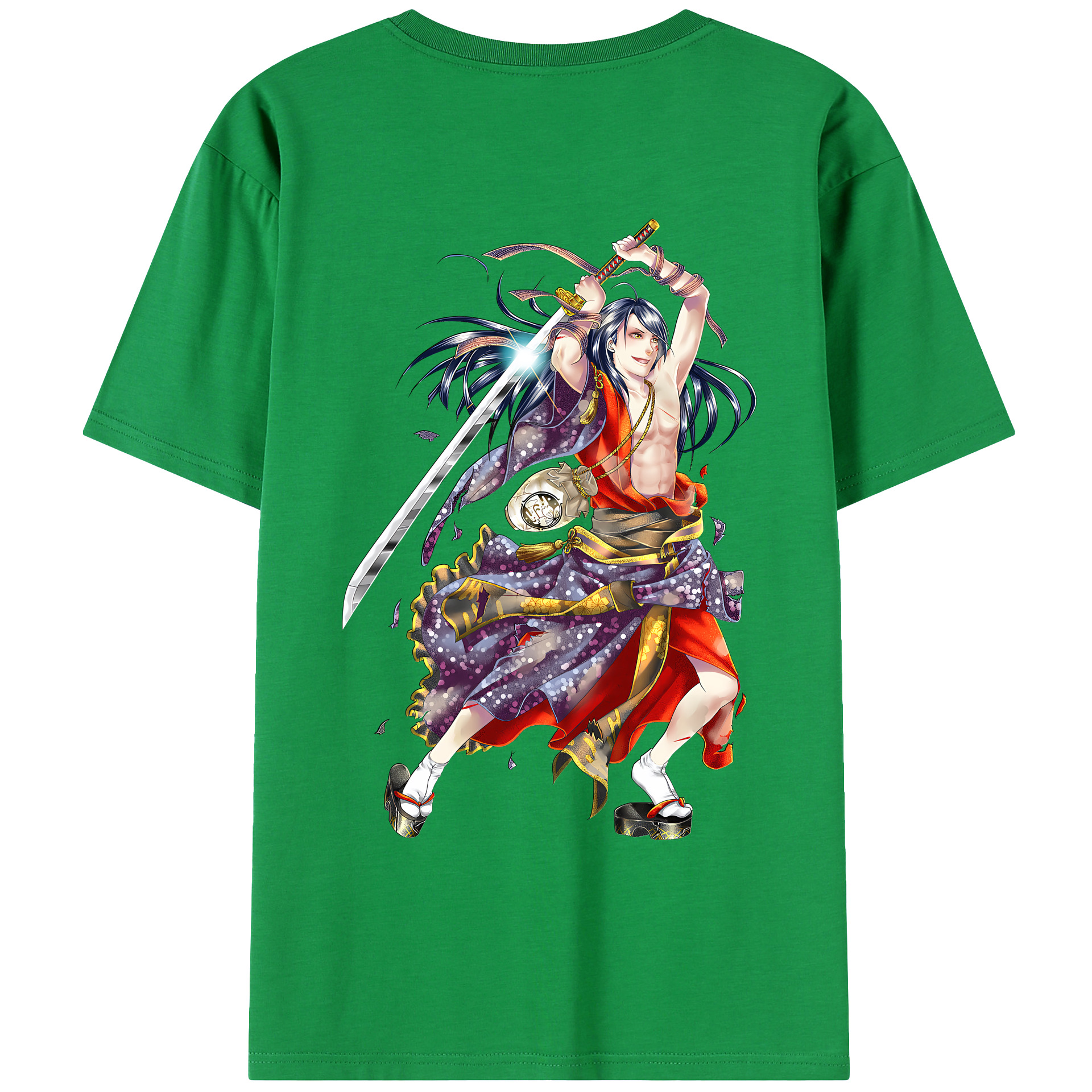 （画像用） 刀剣乱舞 Touken Ranbu 綿100％ メンズ半袖Tシャツ（バックプリント） 通気性