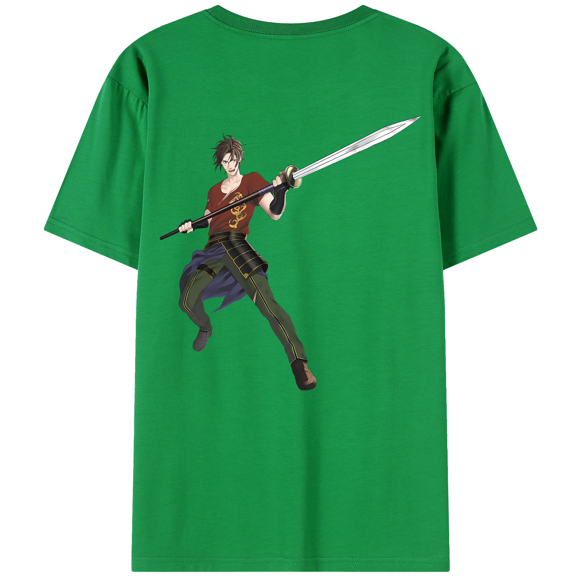 （画像用） 刀剣乱舞 Touken Ranbu 綿100％ メンズ半袖Tシャツ（バックプリント） 通気性