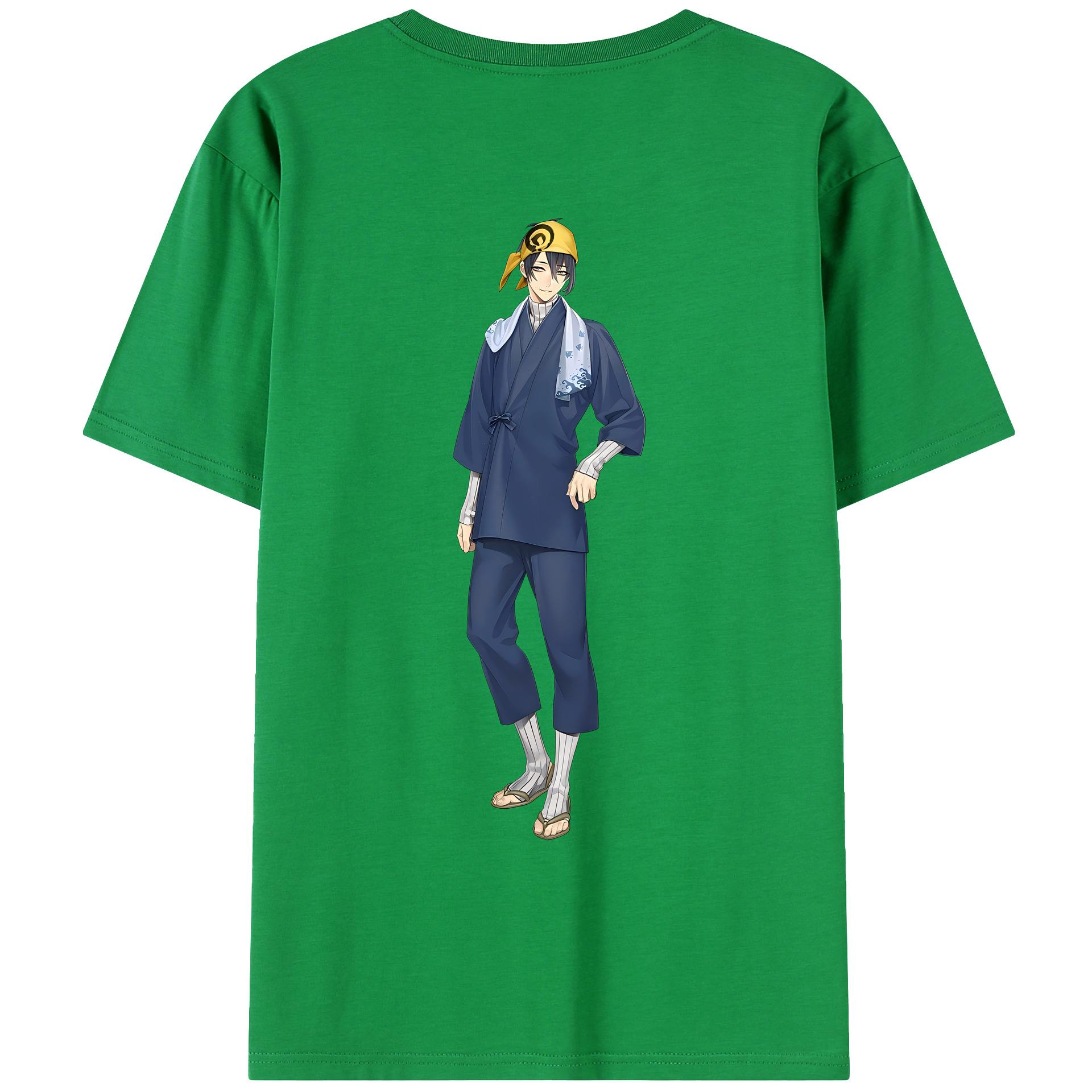 （画像用） 刀剣乱舞 Touken Ranbu 綿100％ メンズ半袖Tシャツ（バックプリント） 通気性