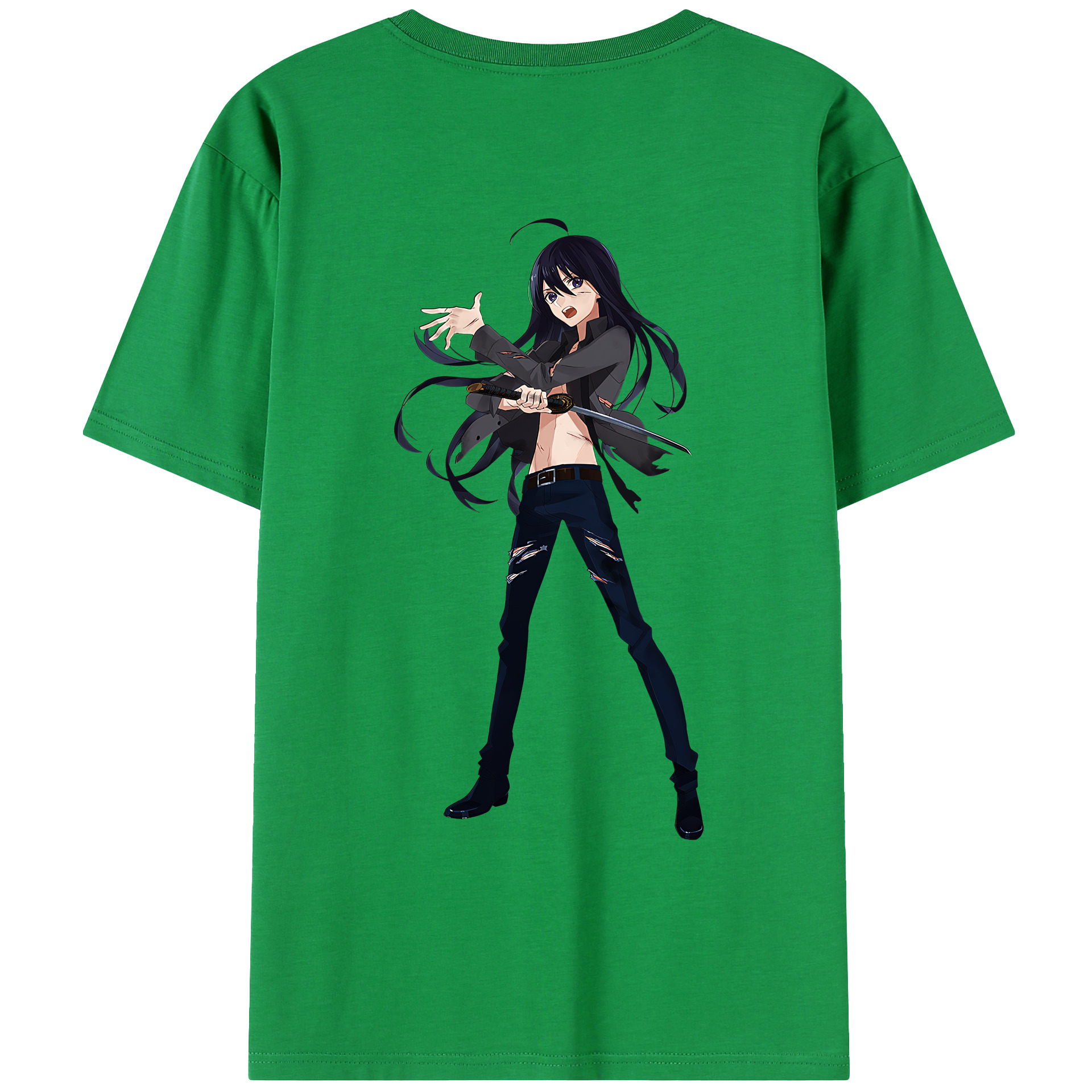 （画像用） 刀剣乱舞 Touken Ranbu 綿100％ メンズ半袖Tシャツ（バックプリント） 通気性