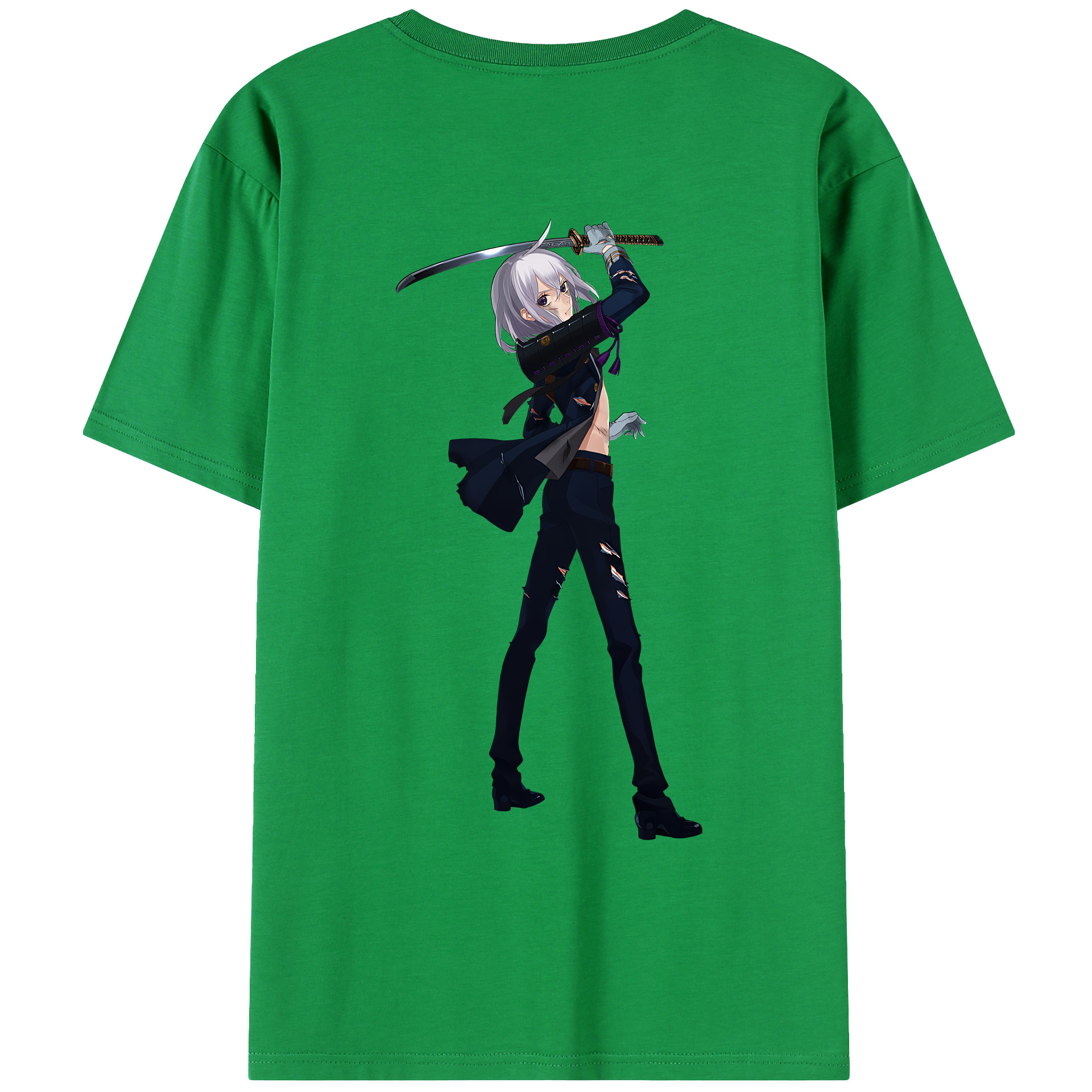 （画像用） 刀剣乱舞 Touken Ranbu 綿100％ メンズ半袖Tシャツ（バックプリント） 通気性