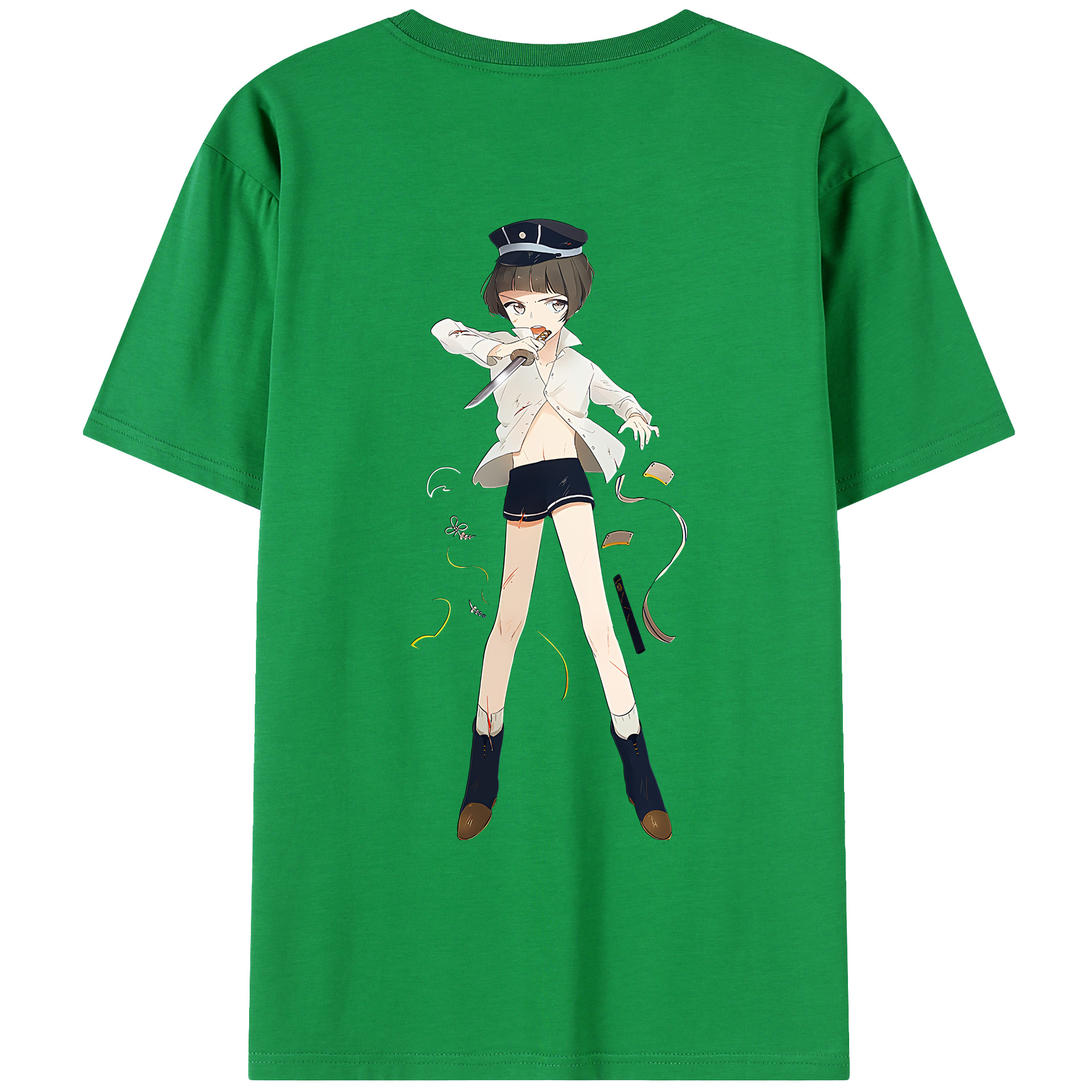 （画像用） 刀剣乱舞 Touken Ranbu 綿100％ メンズ半袖Tシャツ（バックプリント） 通気性