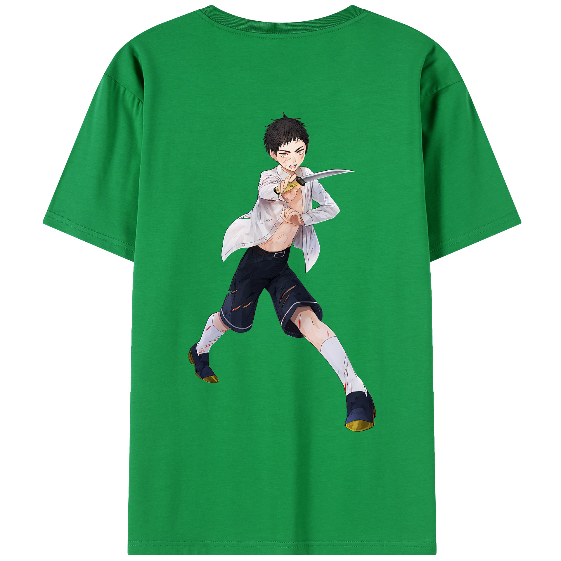 （画像用） 刀剣乱舞 Touken Ranbu 綿100％ メンズ半袖Tシャツ（バックプリント） 通気性