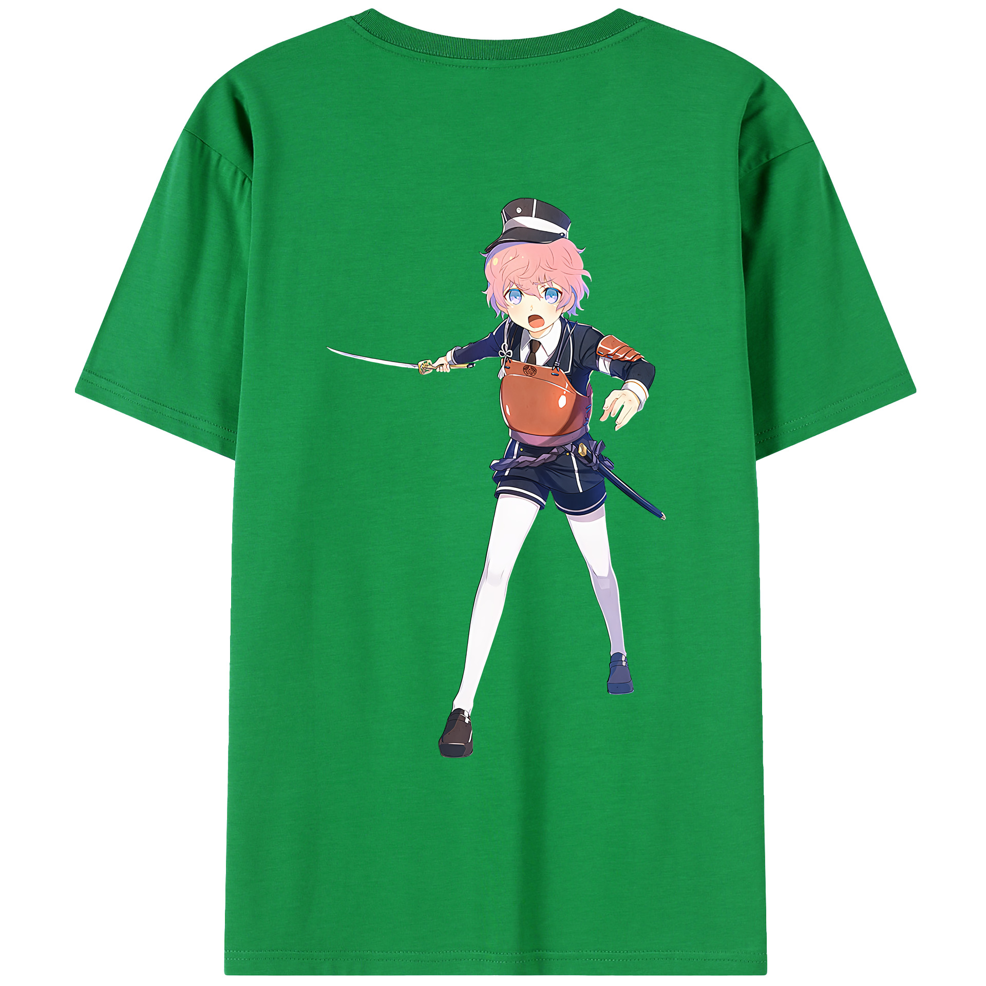 （画像用） 刀剣乱舞 Touken Ranbu 綿100％ メンズ半袖Tシャツ（バックプリント） 通気性