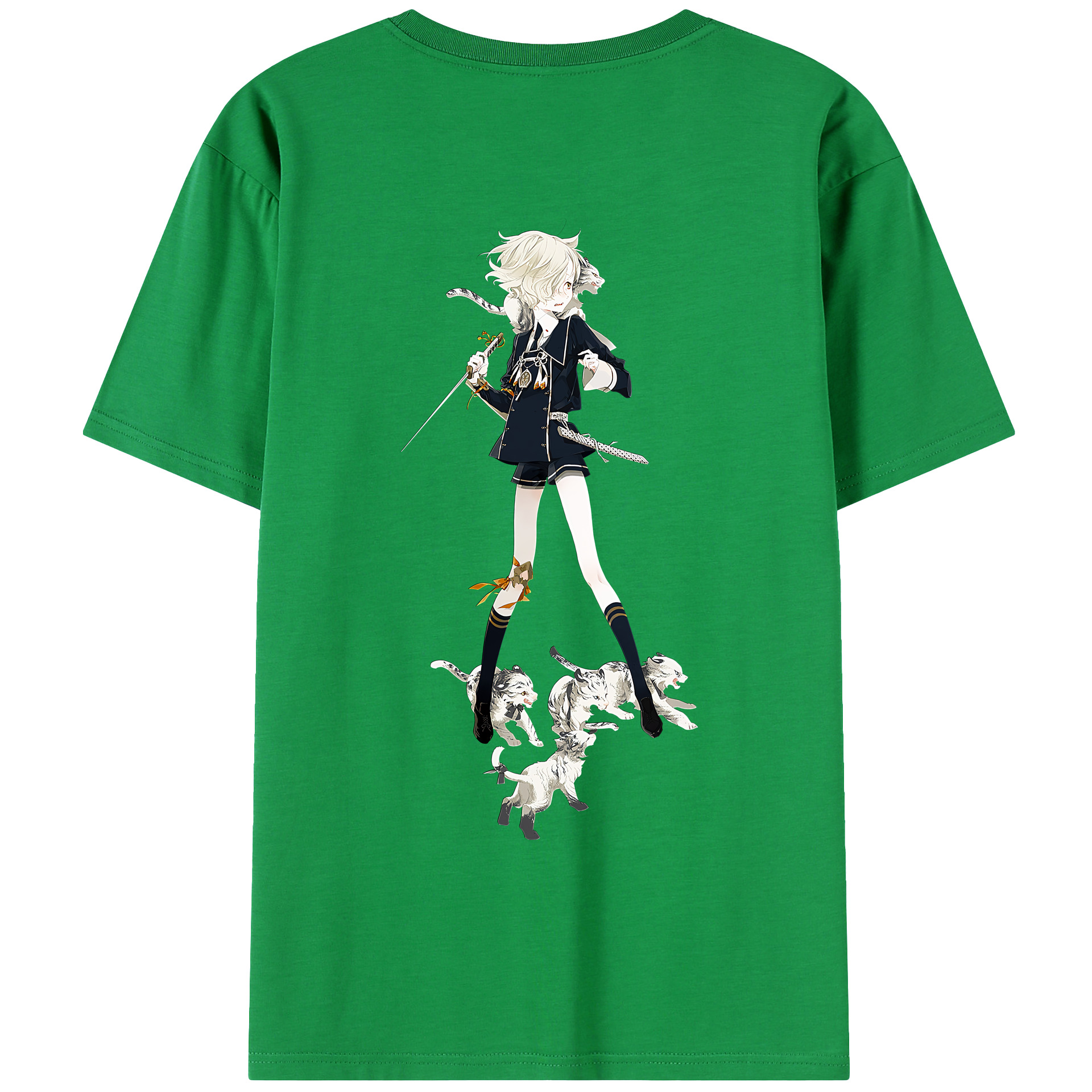 （画像用） 刀剣乱舞 Touken Ranbu 綿100％ メンズ半袖Tシャツ（バックプリント） 通気性