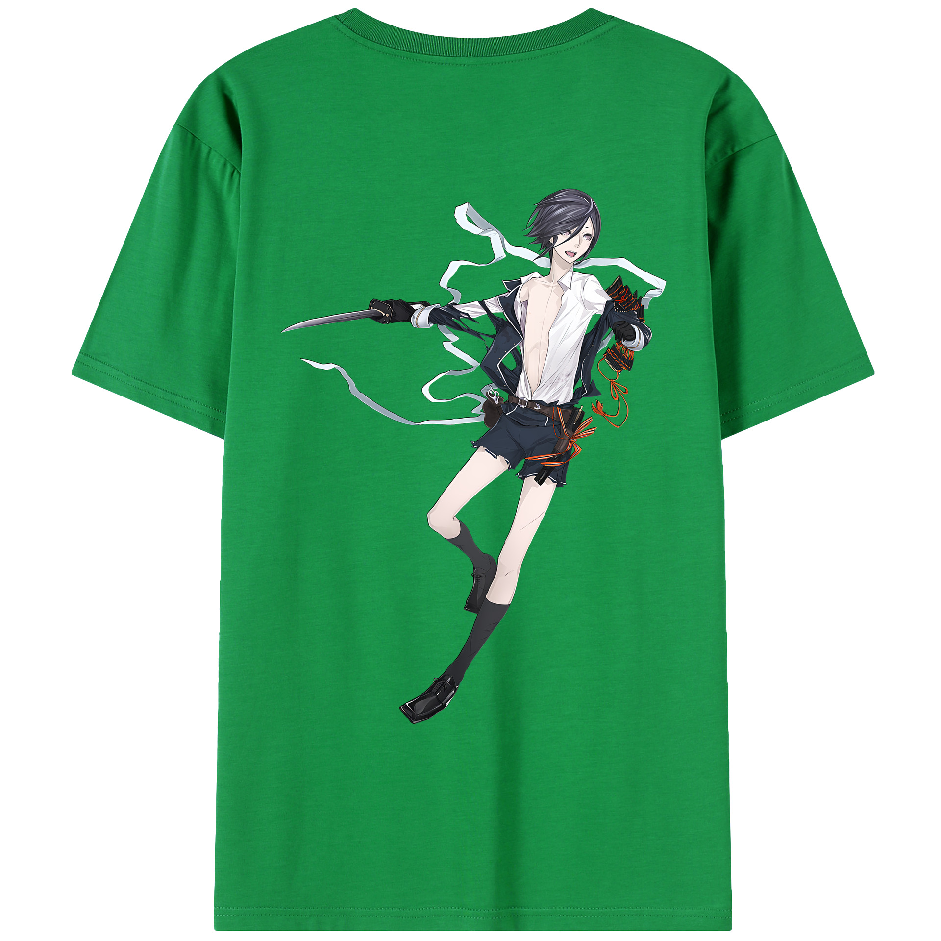 （画像用） 刀剣乱舞 Touken Ranbu 綿100％ メンズ半袖Tシャツ（バックプリント） 通気性