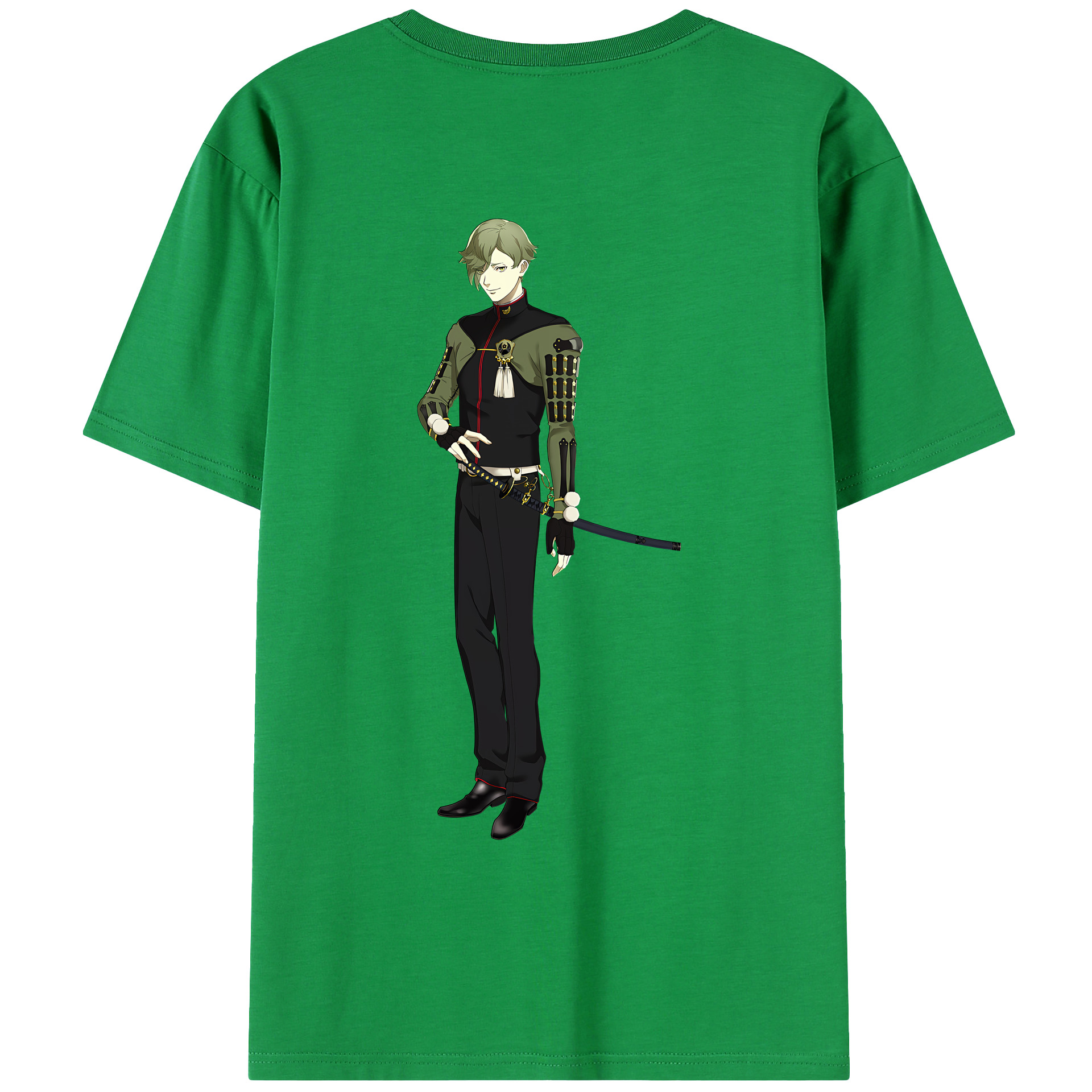 （画像用） 刀剣乱舞 Touken Ranbu 綿100％ メンズ半袖Tシャツ（バックプリント） 通気性