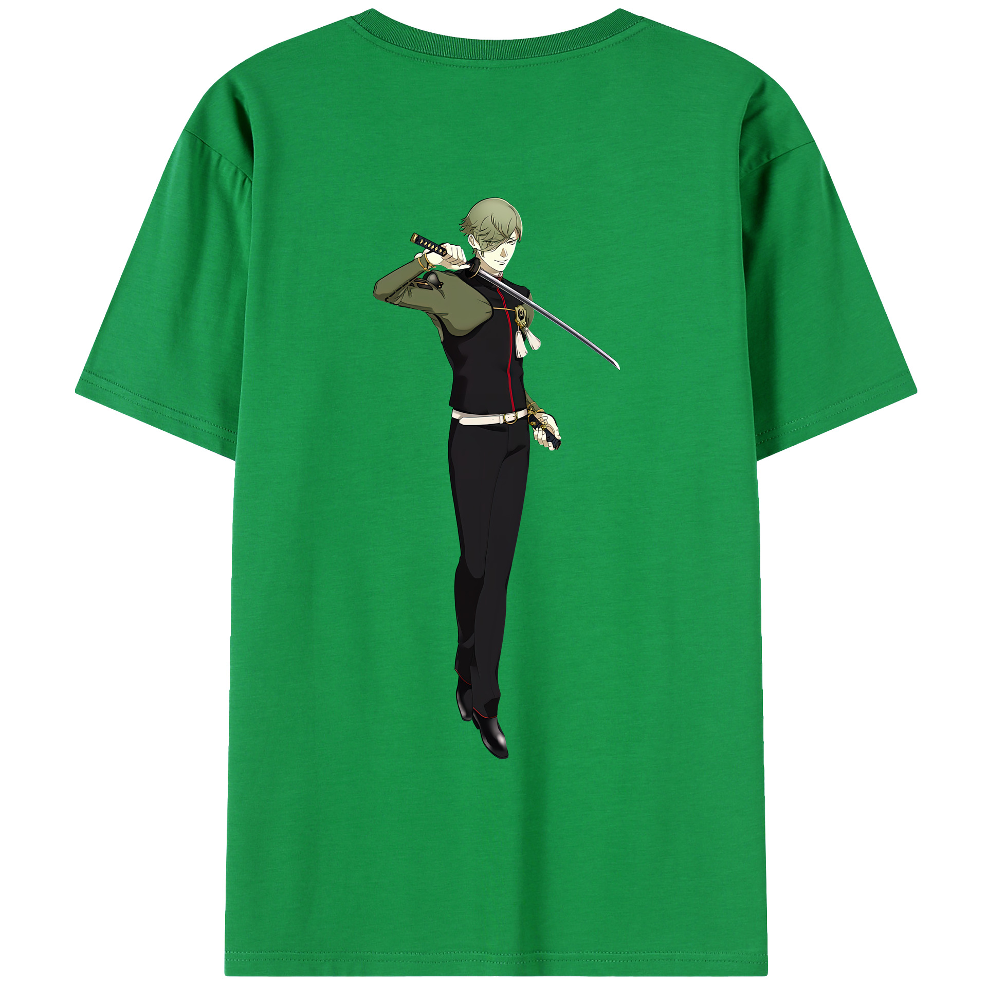 （画像用） 刀剣乱舞 Touken Ranbu 綿100％ メンズ半袖Tシャツ（バックプリント） 通気性