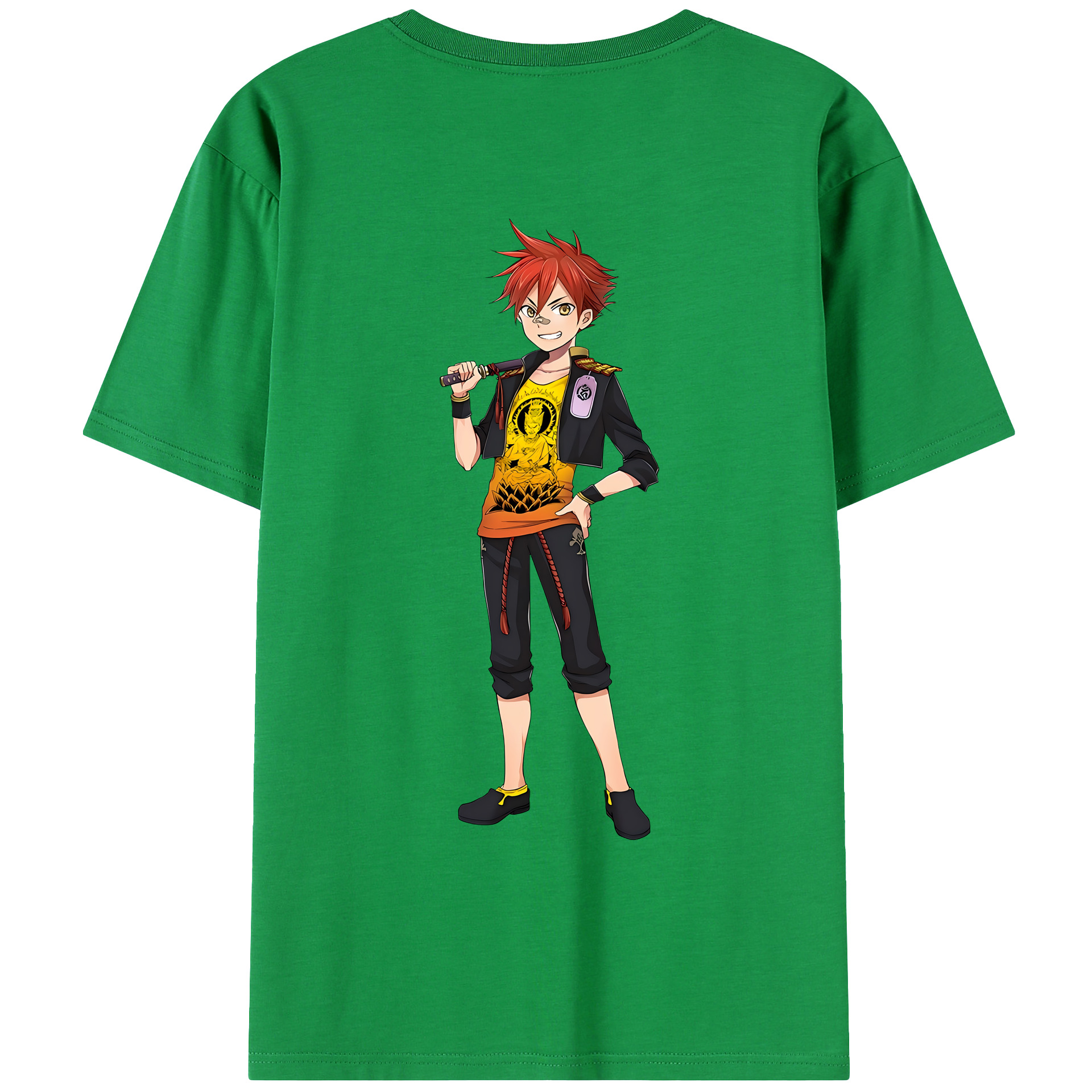 （画像用） 刀剣乱舞 Touken Ranbu 綿100％ メンズ半袖Tシャツ（バックプリント） 通気性