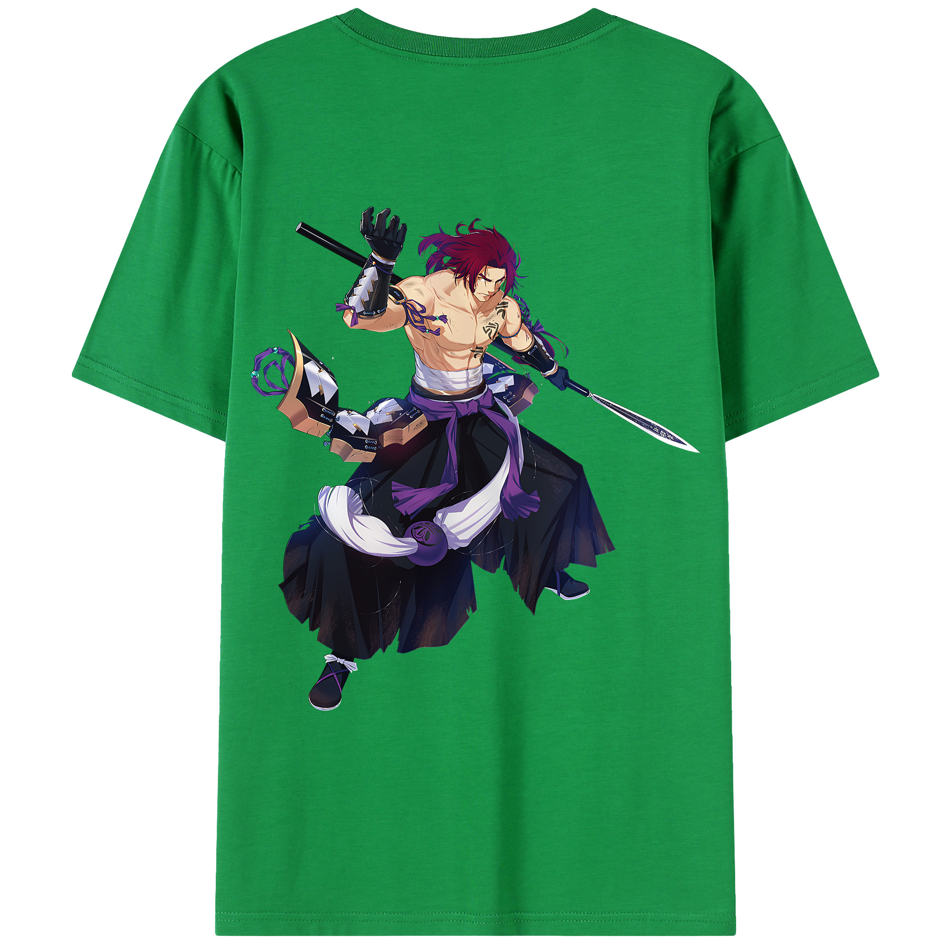 （画像用） 刀剣乱舞 Touken Ranbu 綿100％ メンズ半袖Tシャツ（バックプリント） 通気性
