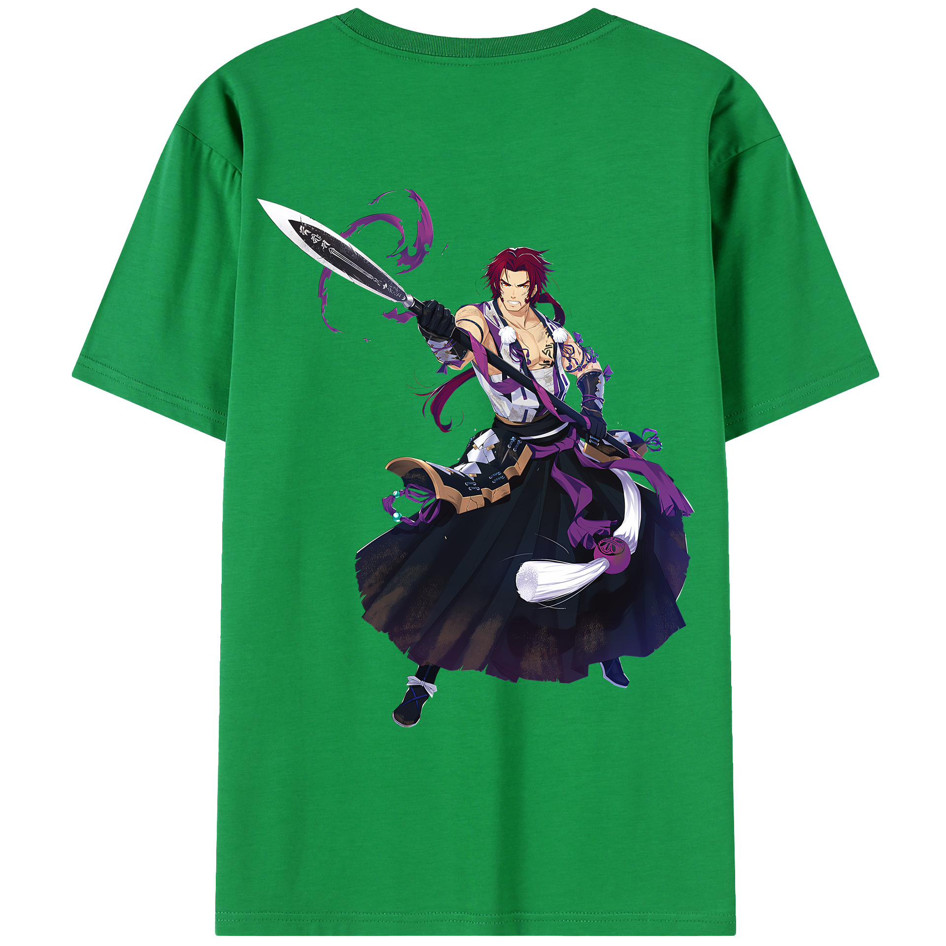（画像用） 刀剣乱舞 Touken Ranbu 綿100％ メンズ半袖Tシャツ（バックプリント） 通気性