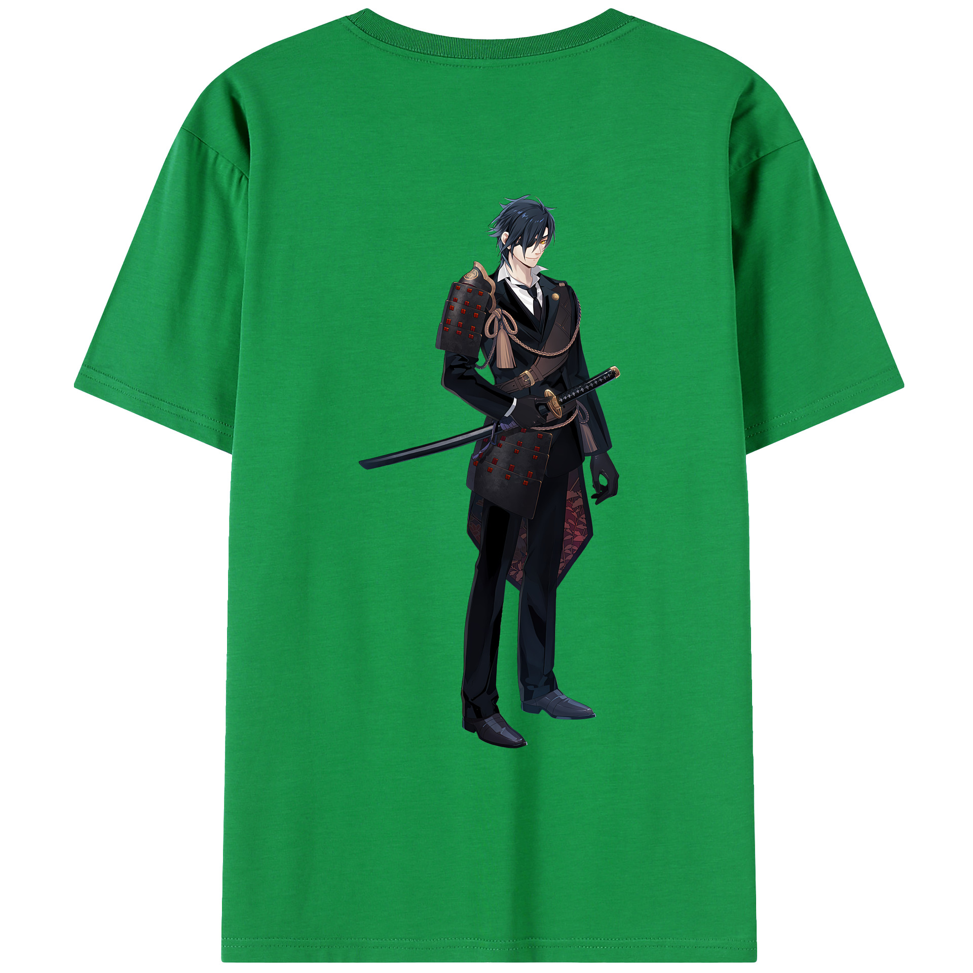（画像用） 刀剣乱舞 Touken Ranbu 綿100％ メンズ半袖Tシャツ（バックプリント） 通気性