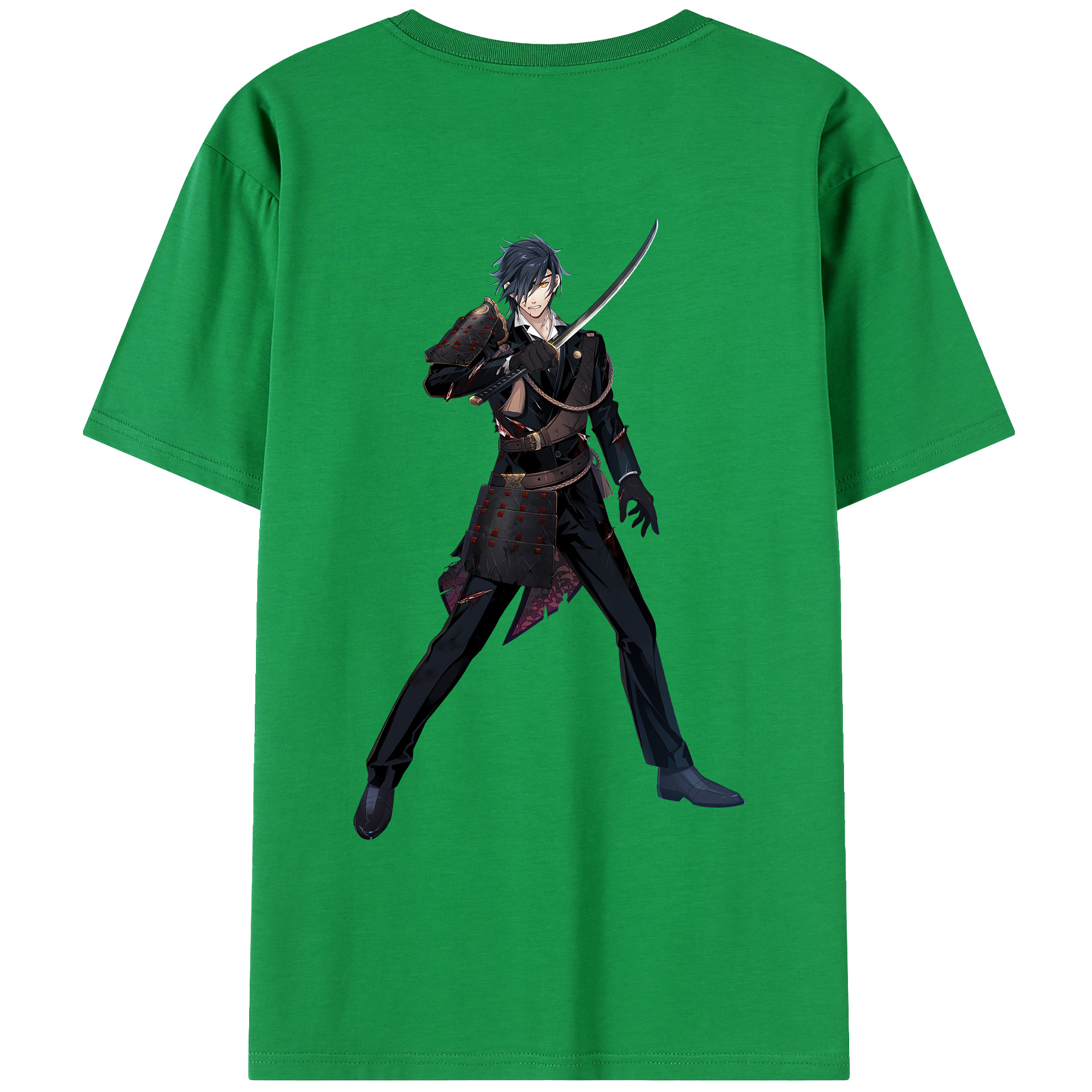 （画像用） 刀剣乱舞 Touken Ranbu 綿100％ メンズ半袖Tシャツ（バックプリント） 通気性