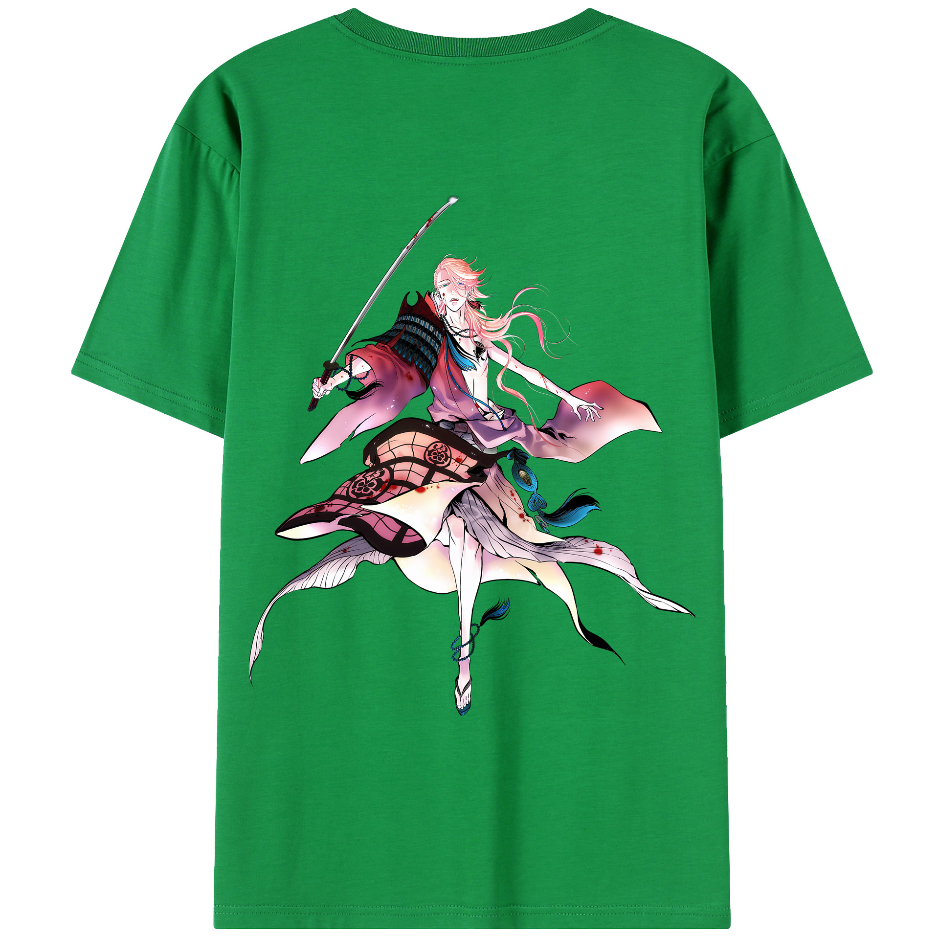 （画像用） 刀剣乱舞 Touken Ranbu 綿100％ メンズ半袖Tシャツ（バックプリント） 通気性