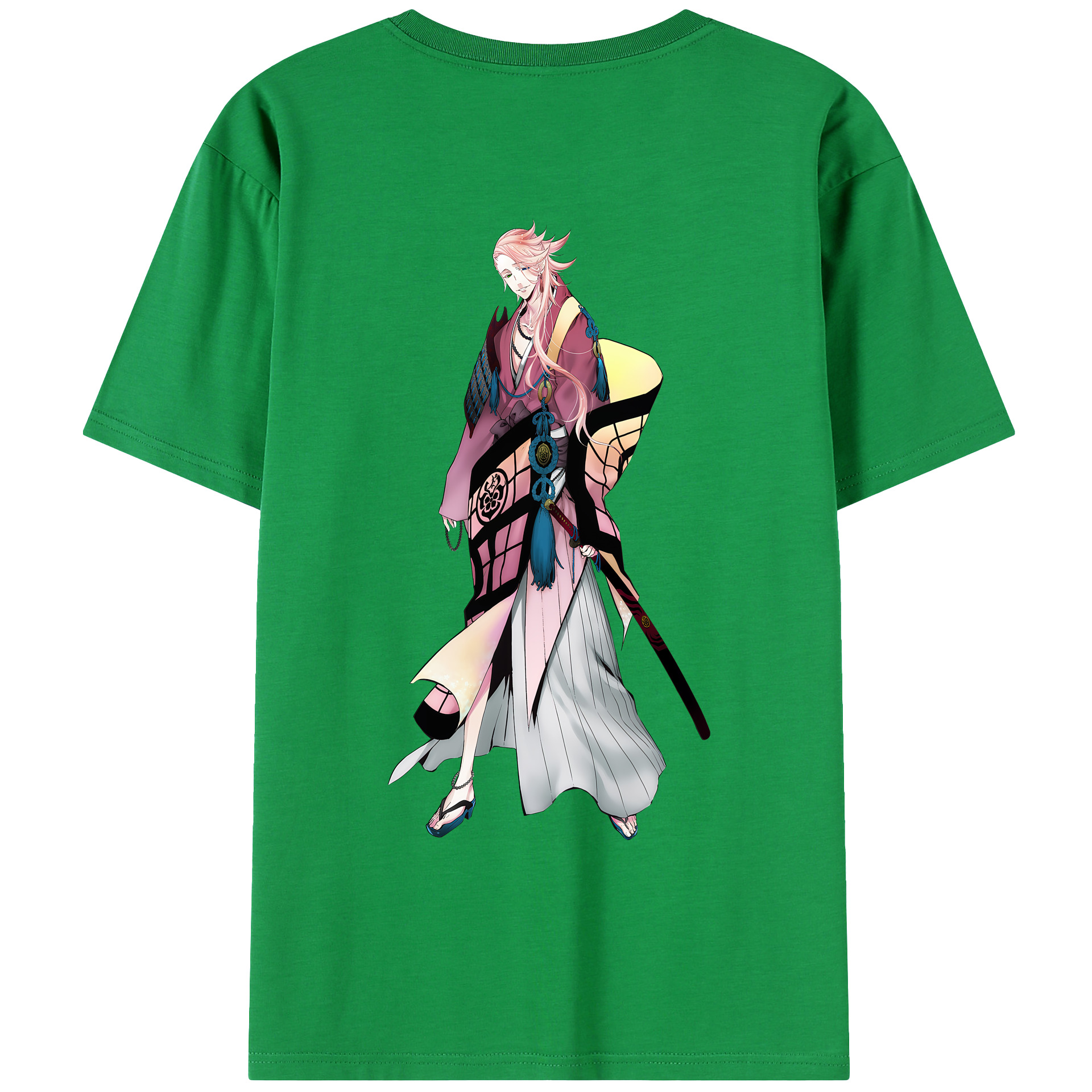 （画像用） 刀剣乱舞 Touken Ranbu 綿100％ メンズ半袖Tシャツ（バックプリント） 通気性